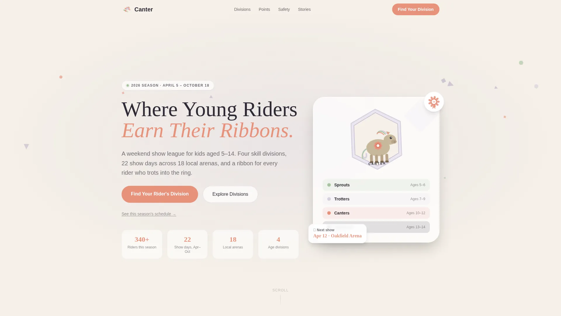 Kids Horseback Riding League Landing Page Template