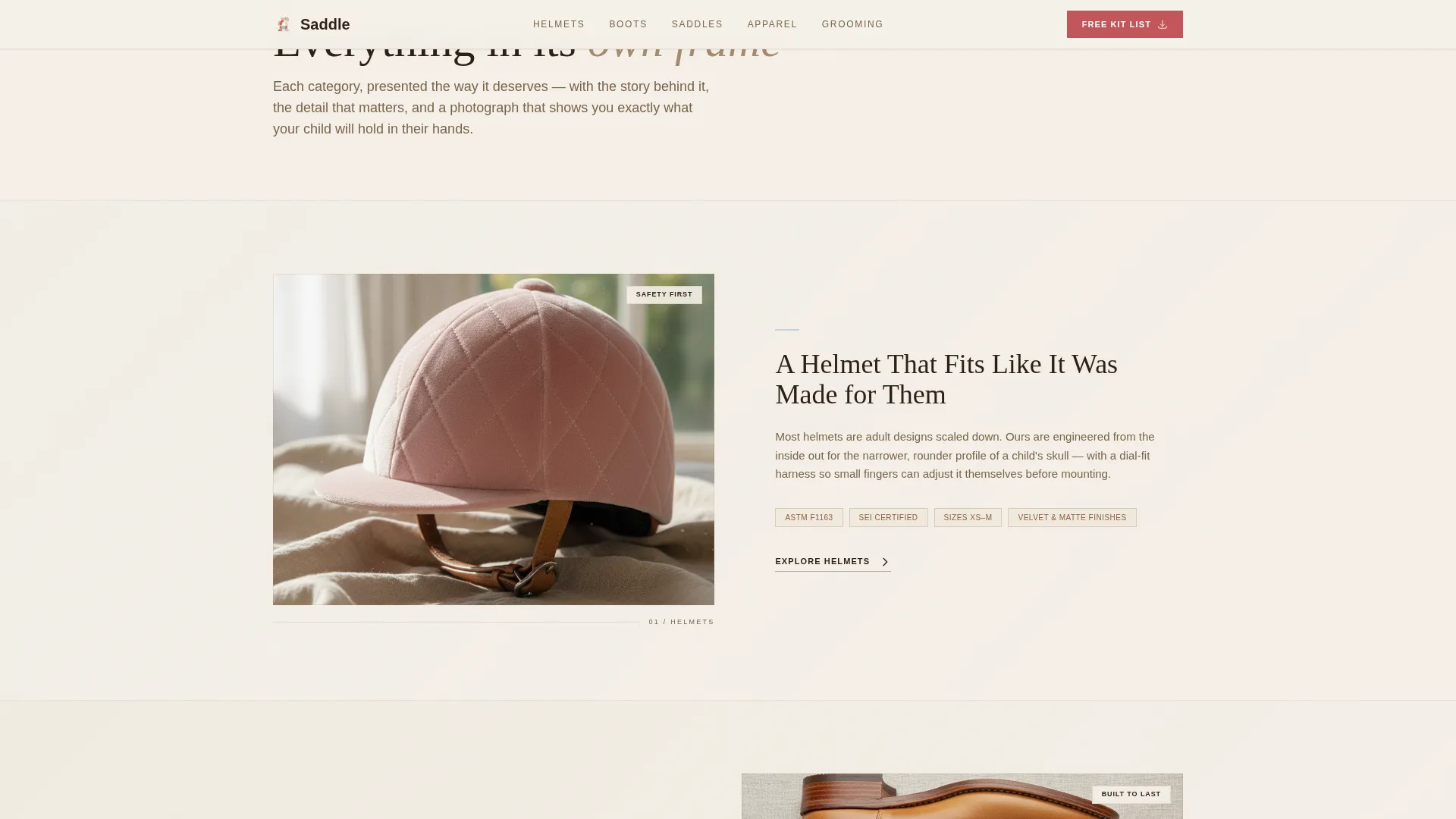 Kids Horseback Riding Equipment Landing Page Template