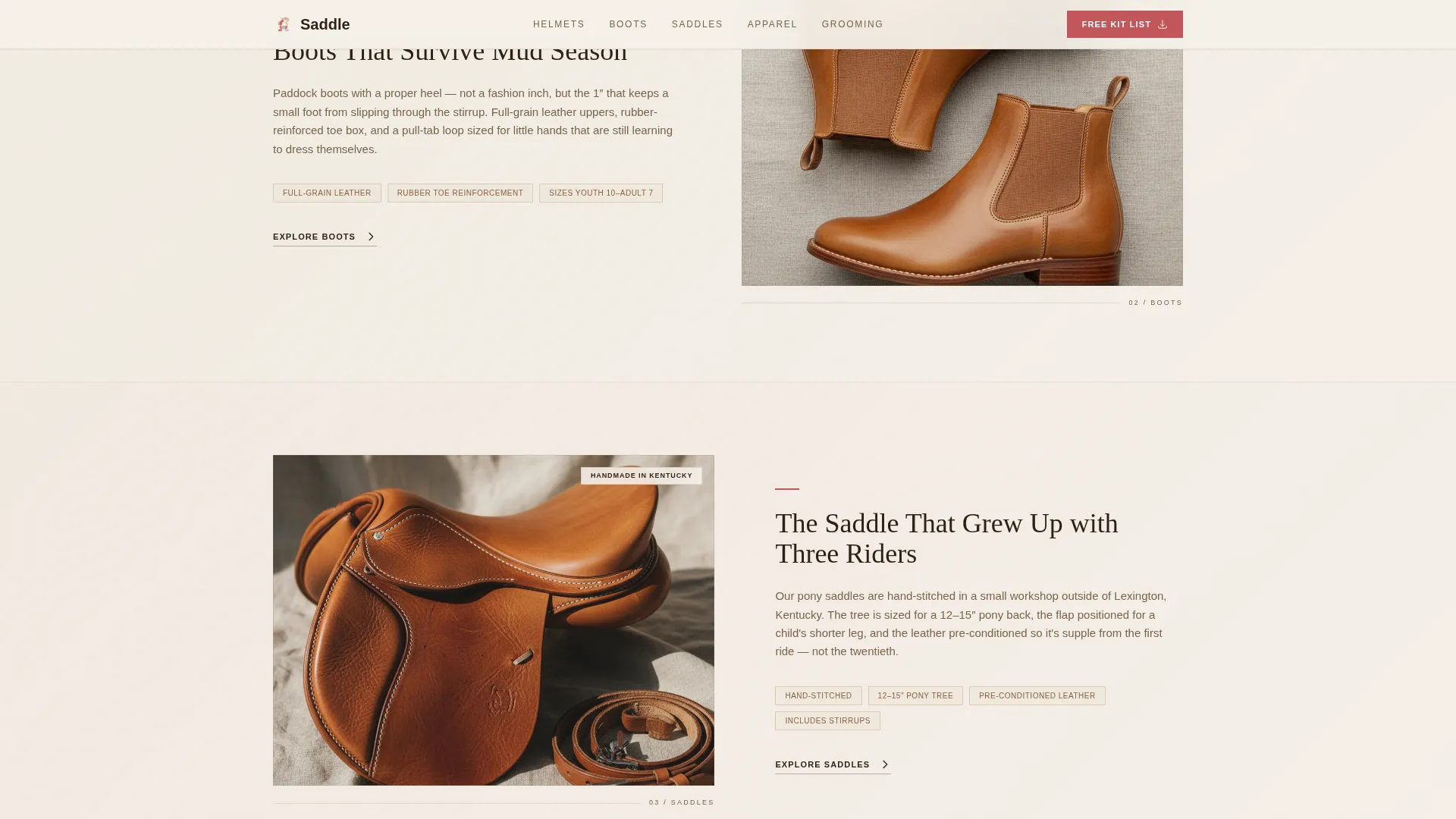 Kids Horseback Riding Equipment Landing Page Template