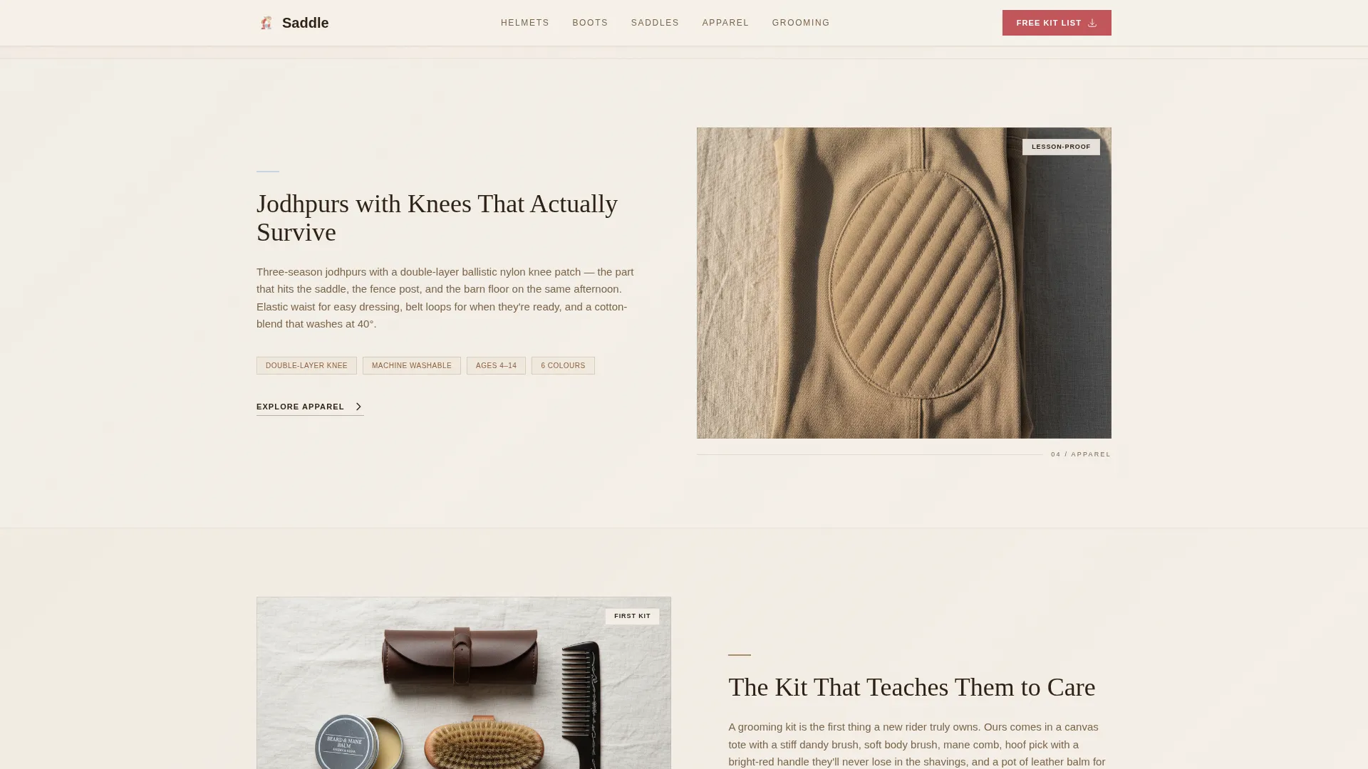 Kids Horseback Riding Equipment Landing Page Template