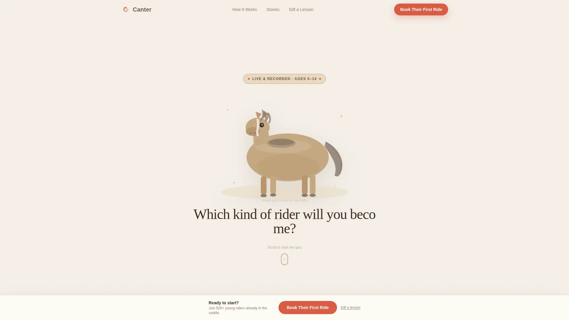Kids Horseback Riding Online Class Landing Page