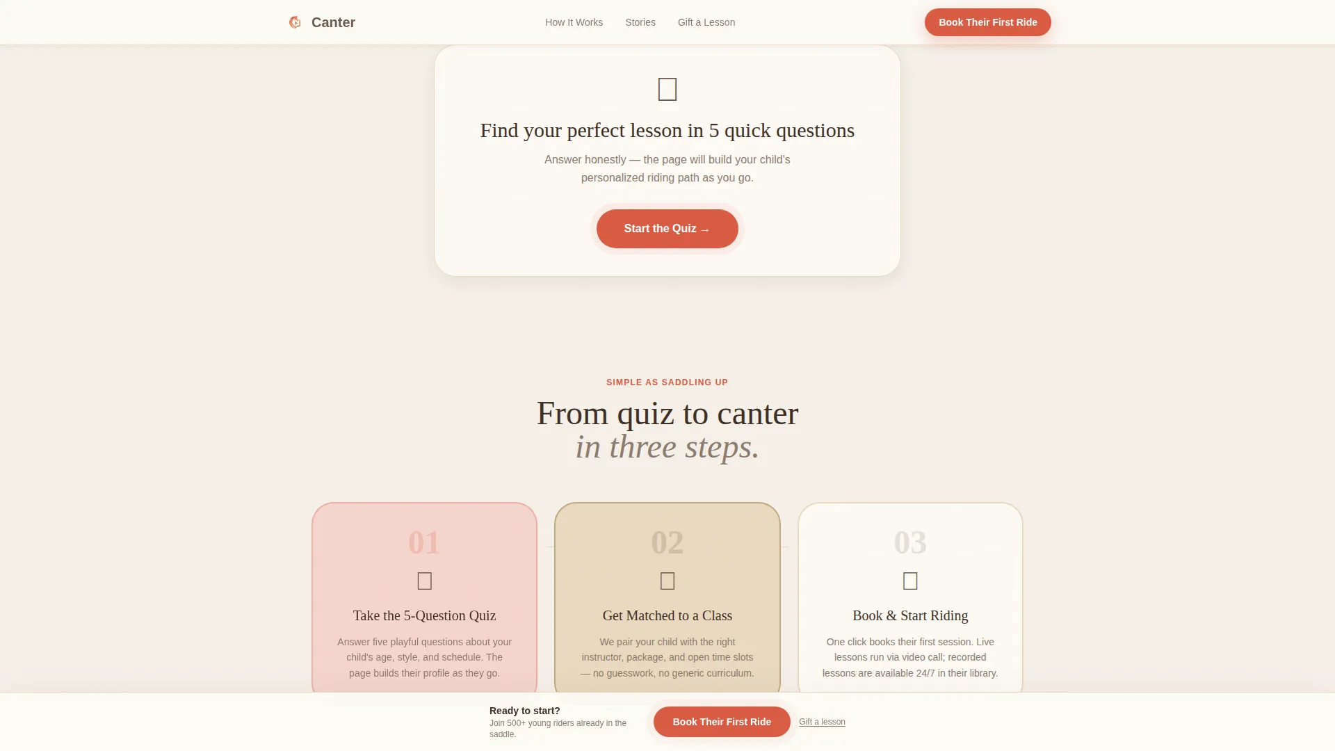 Kids Horseback Riding Online Class Landing Page