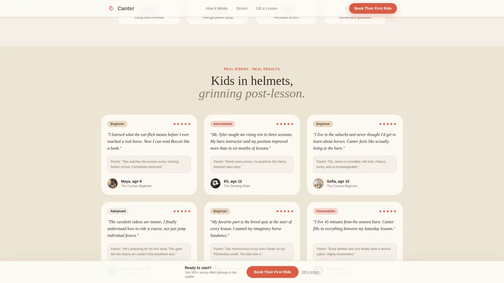 Kids Horseback Riding Online Class Landing Page