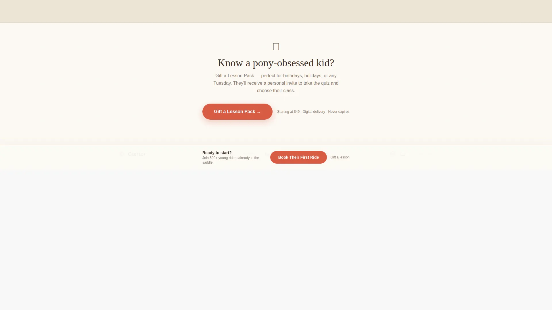 Kids Horseback Riding Online Class Landing Page