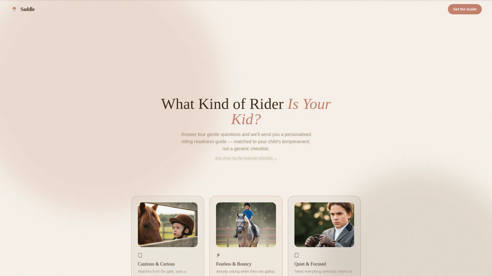 Kids Horseback Riding Parent Resource Landing Page