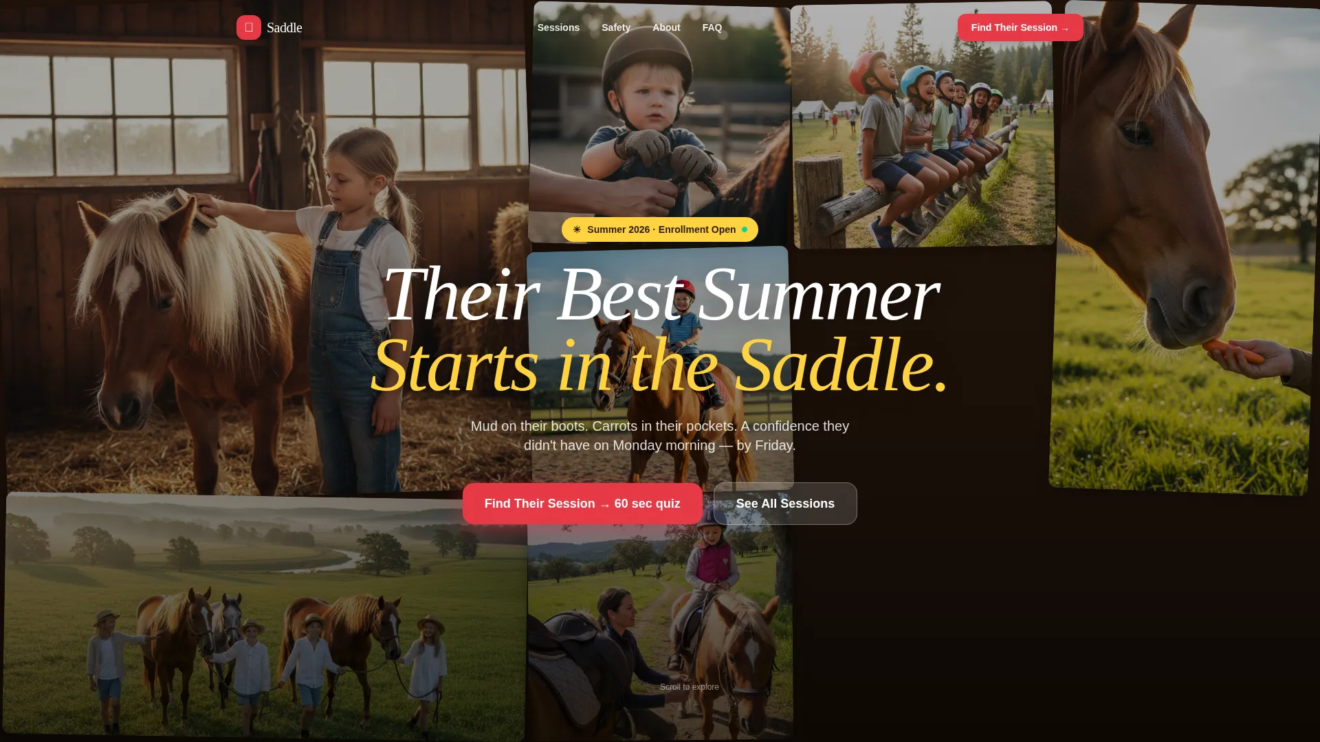 Kids Horseback Riding Summer Camp Landing Page