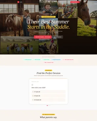 Kids Horseback Riding Summer Camp Landing Page