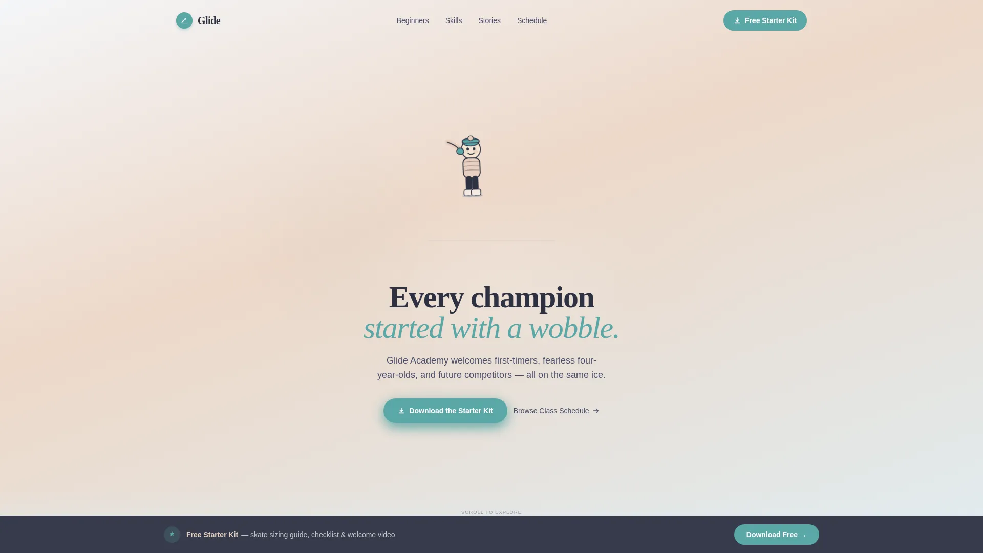Kids Ice Skating Academy Landing Page Template