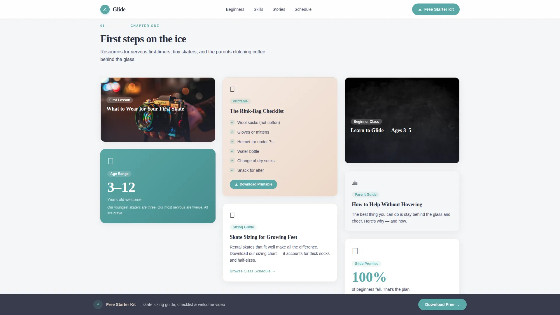 Kids Ice Skating Academy Landing Page Template