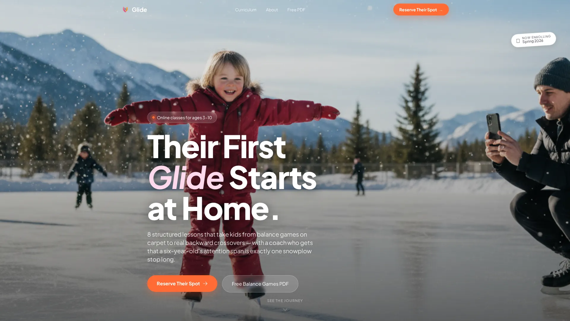 Kids Ice Skating Online Class Landing Page Template