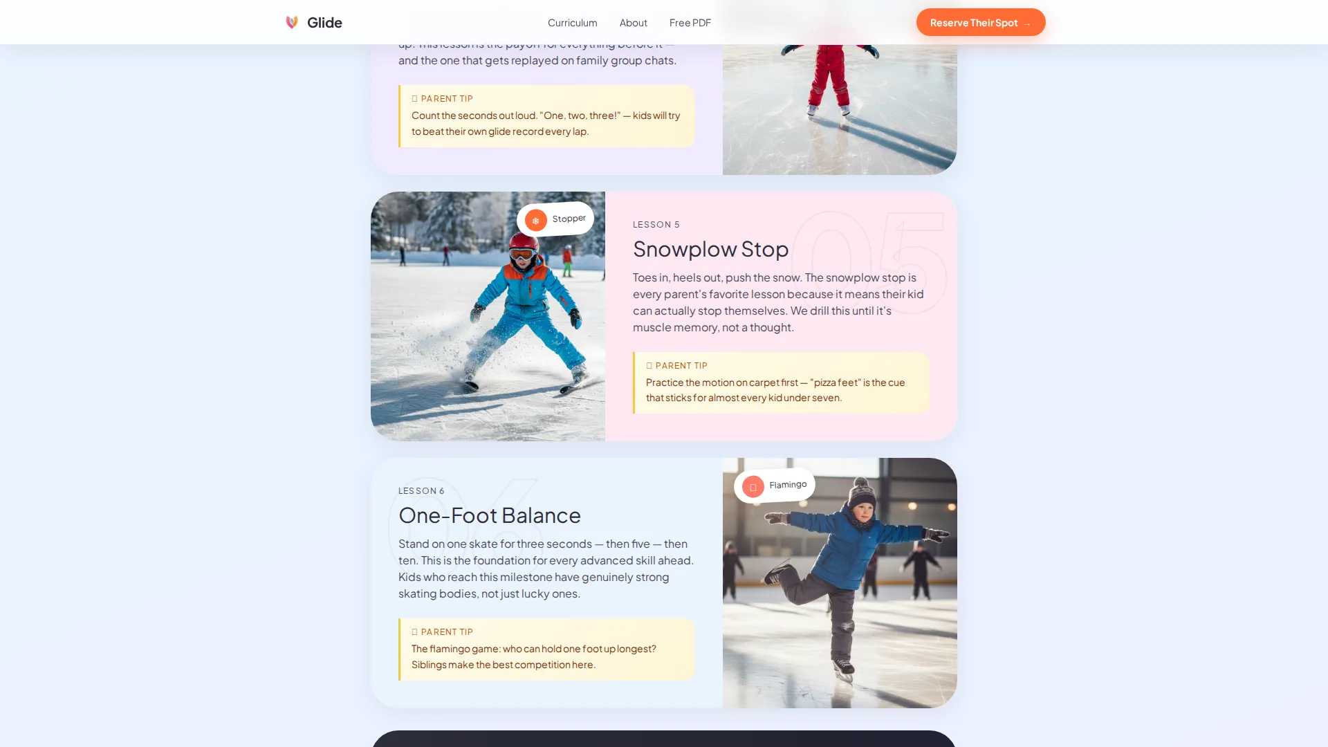 Kids Ice Skating Online Class Landing Page Template