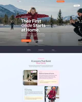 Kids Ice Skating Online Class Landing Page Template
