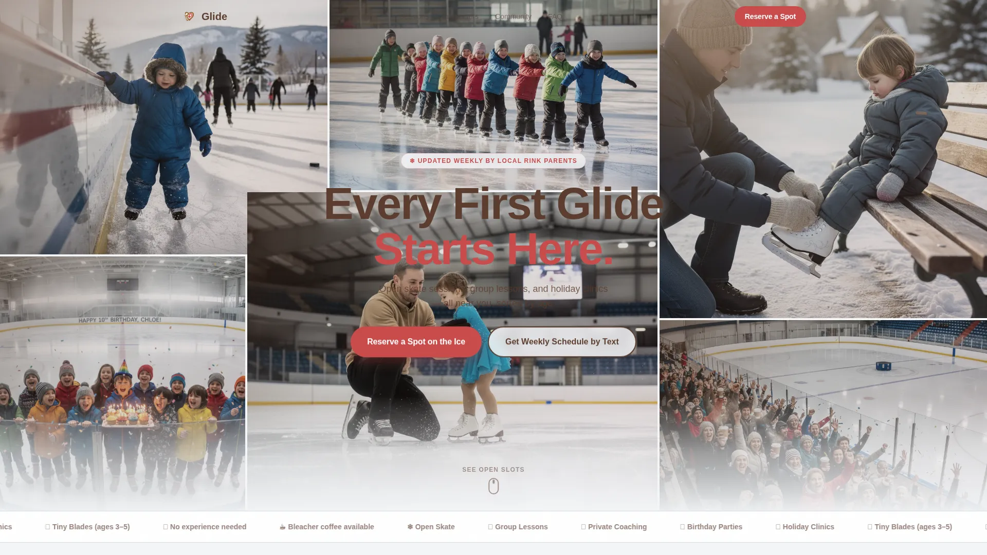 Kids Ice Skating Booking Landing Page Template
