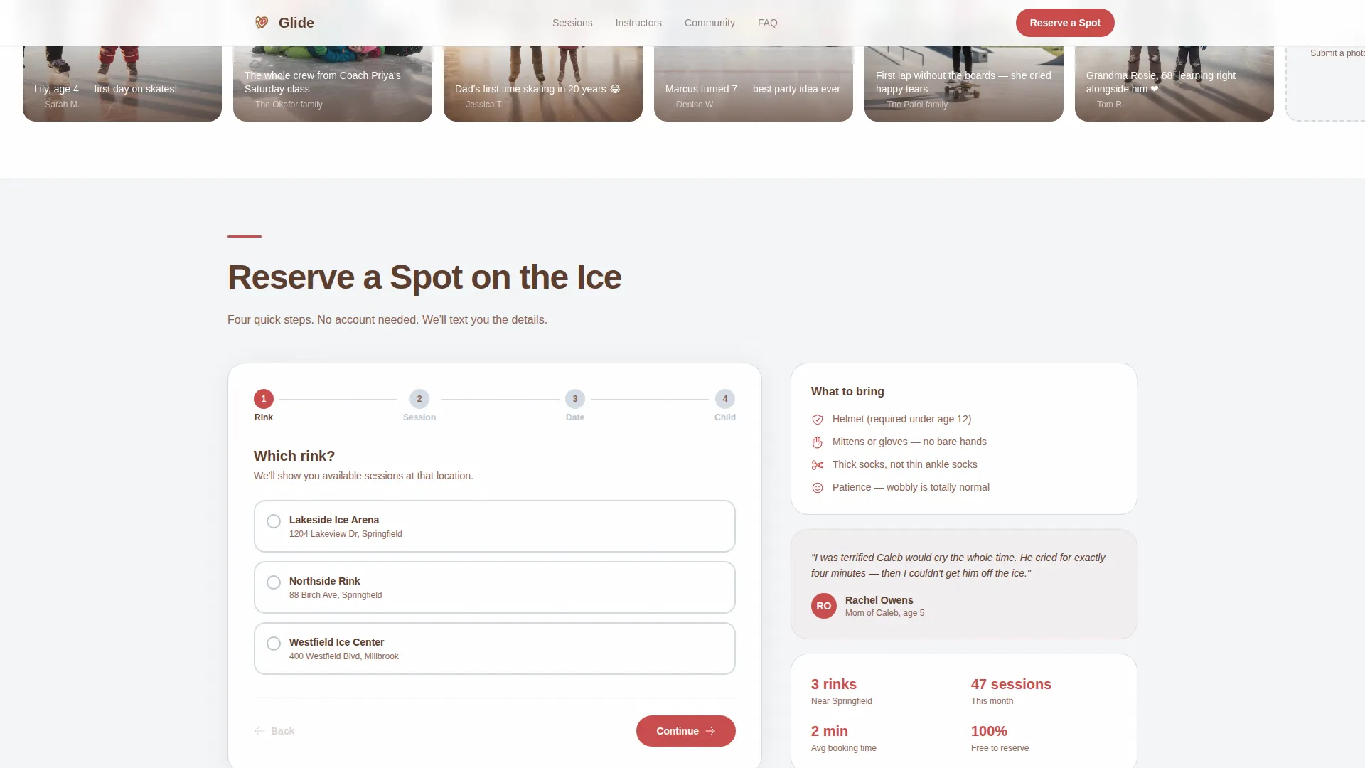 Kids Ice Skating Booking Landing Page Template