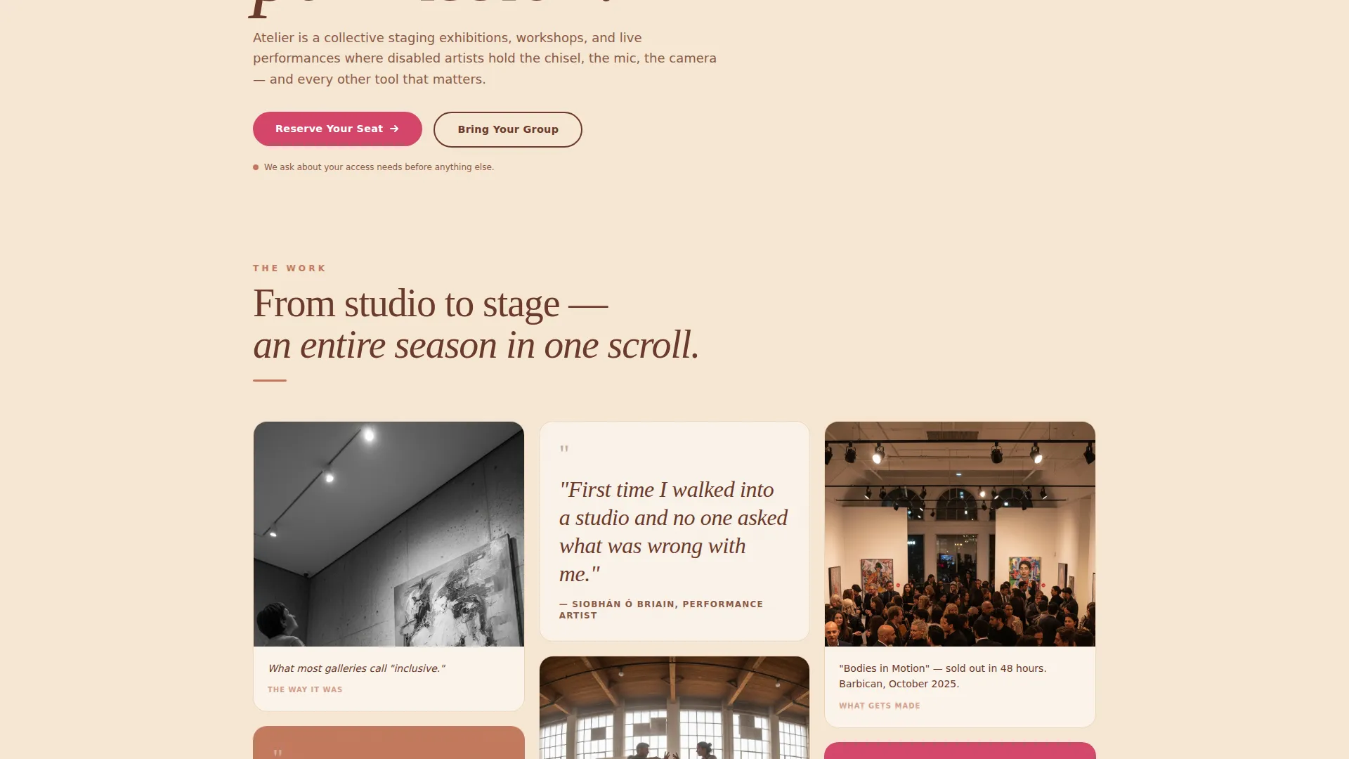Disability Arts Event Registration Landing Page