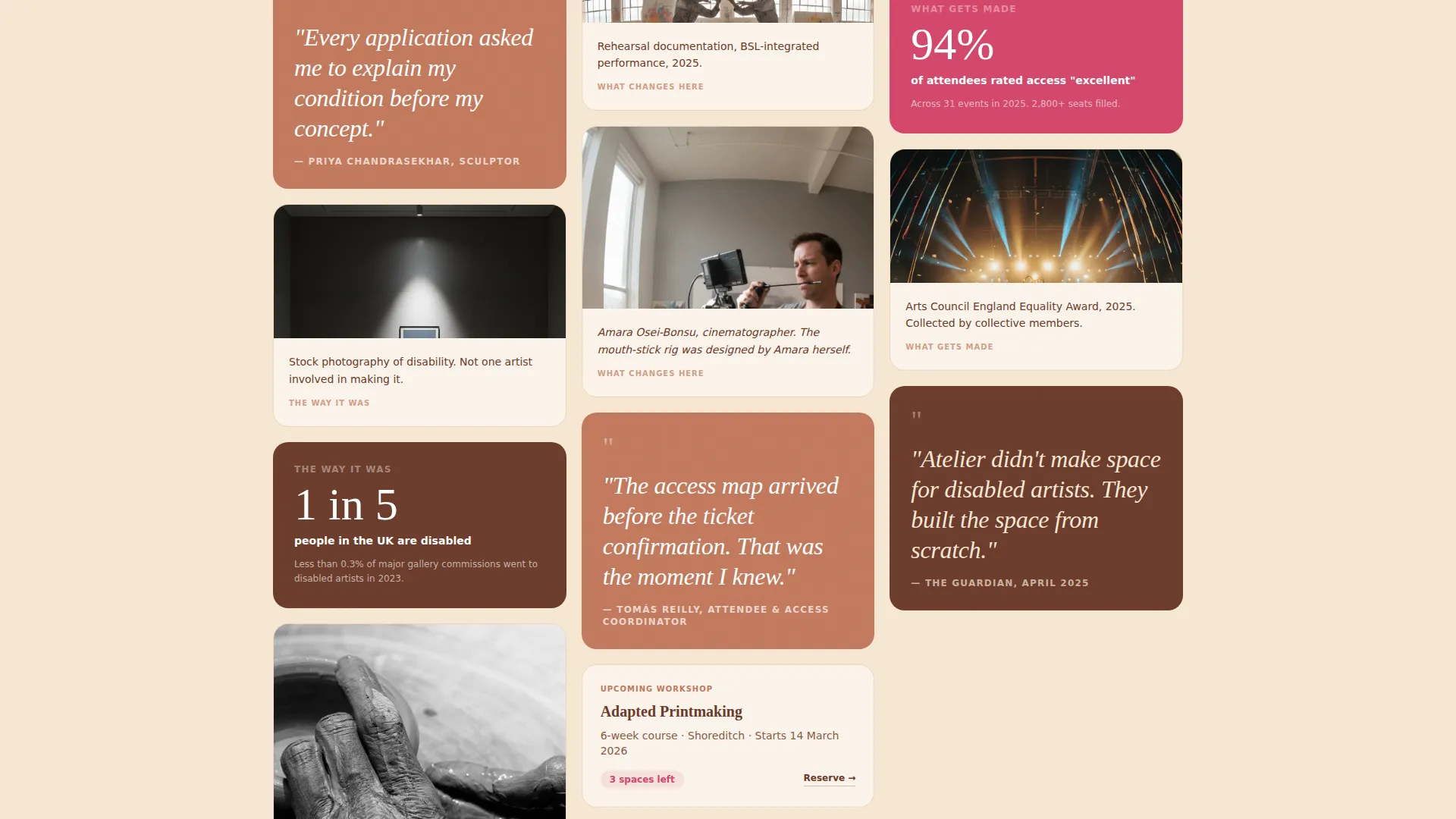 Disability Arts Event Registration Landing Page
