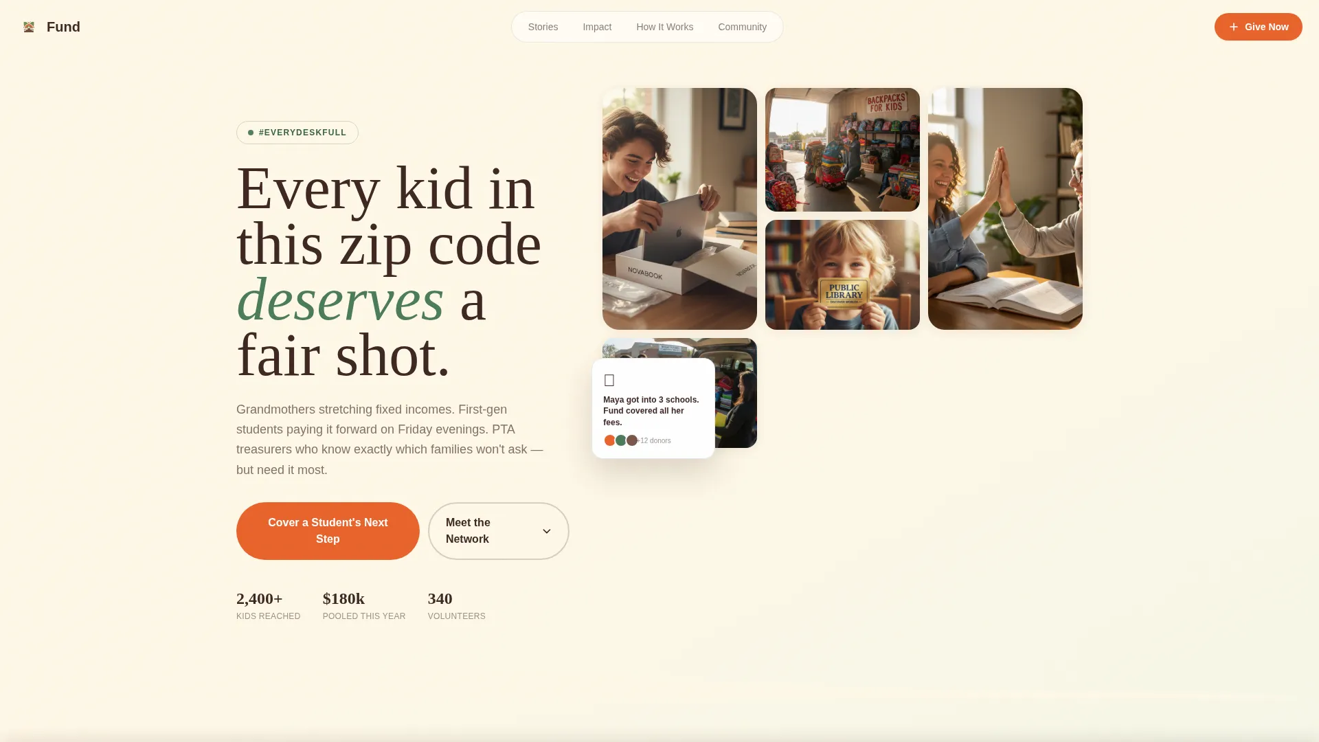 Heartfelt Education Mutual Aid Landing Page Template