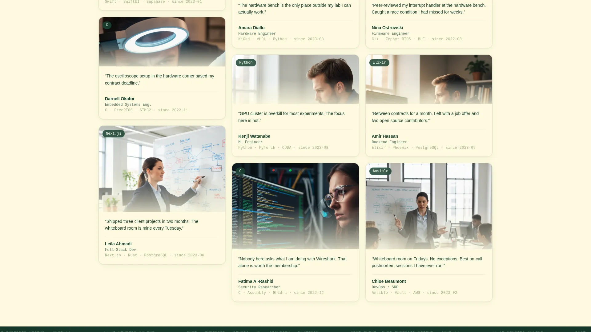 Developer Co-Working Community Landing Page