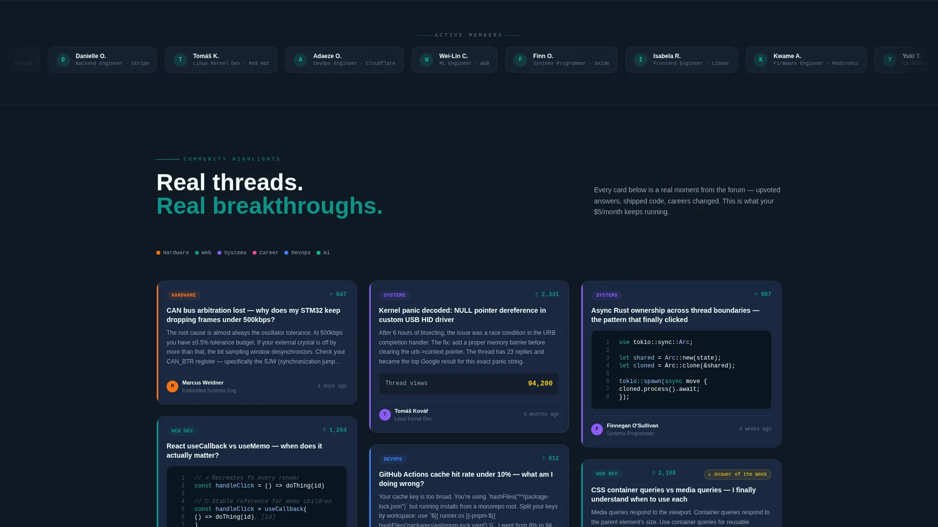 Engineers & Developers Community Landing Page