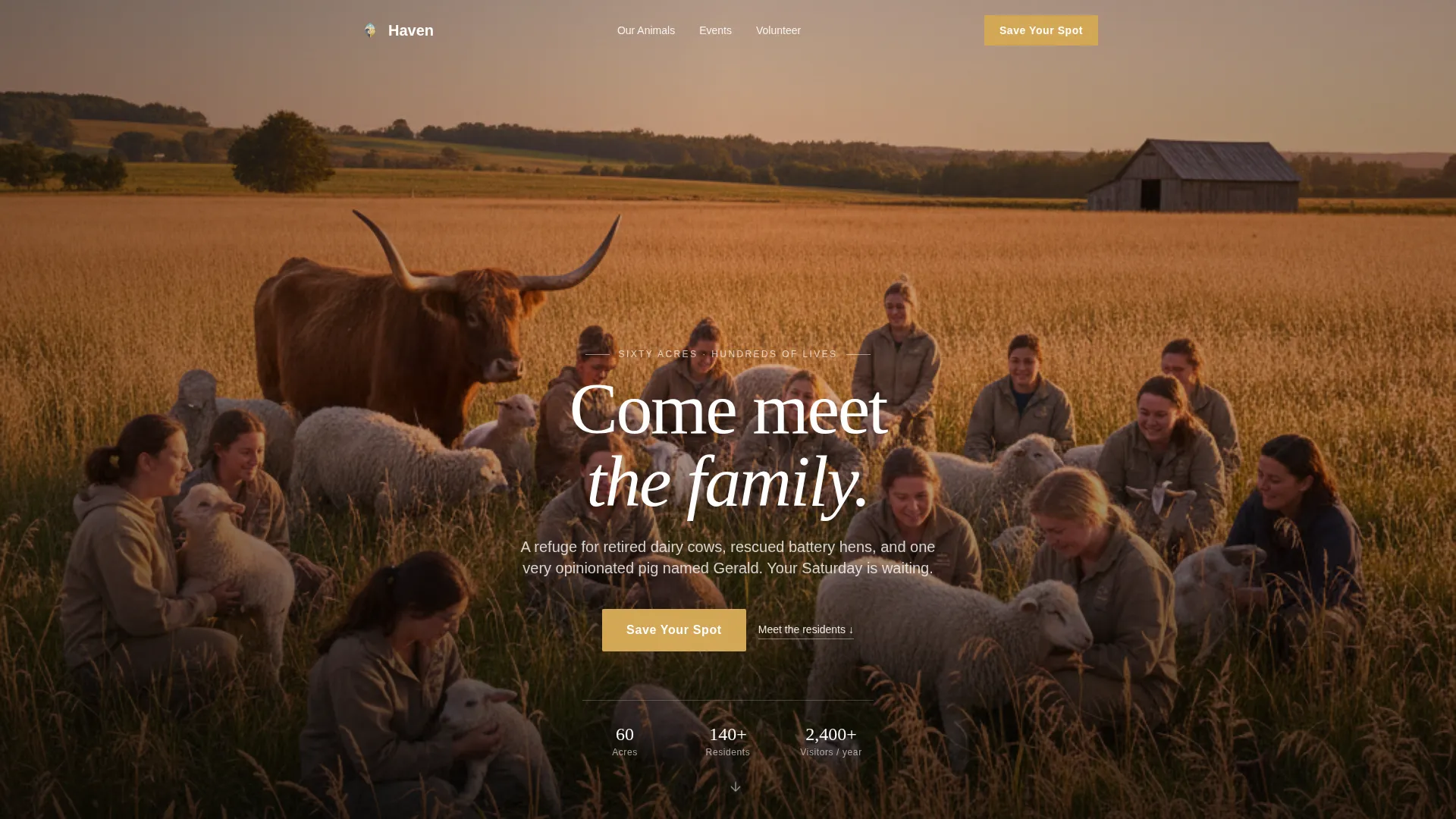 Farm Animal Sanctuary Landing Page Template