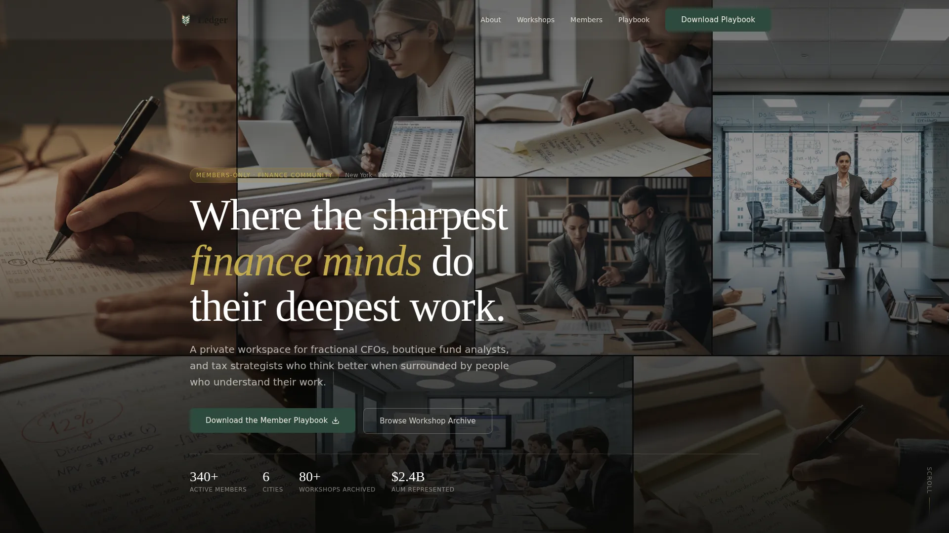 Finance Professionals Co-Working Community Landing Page