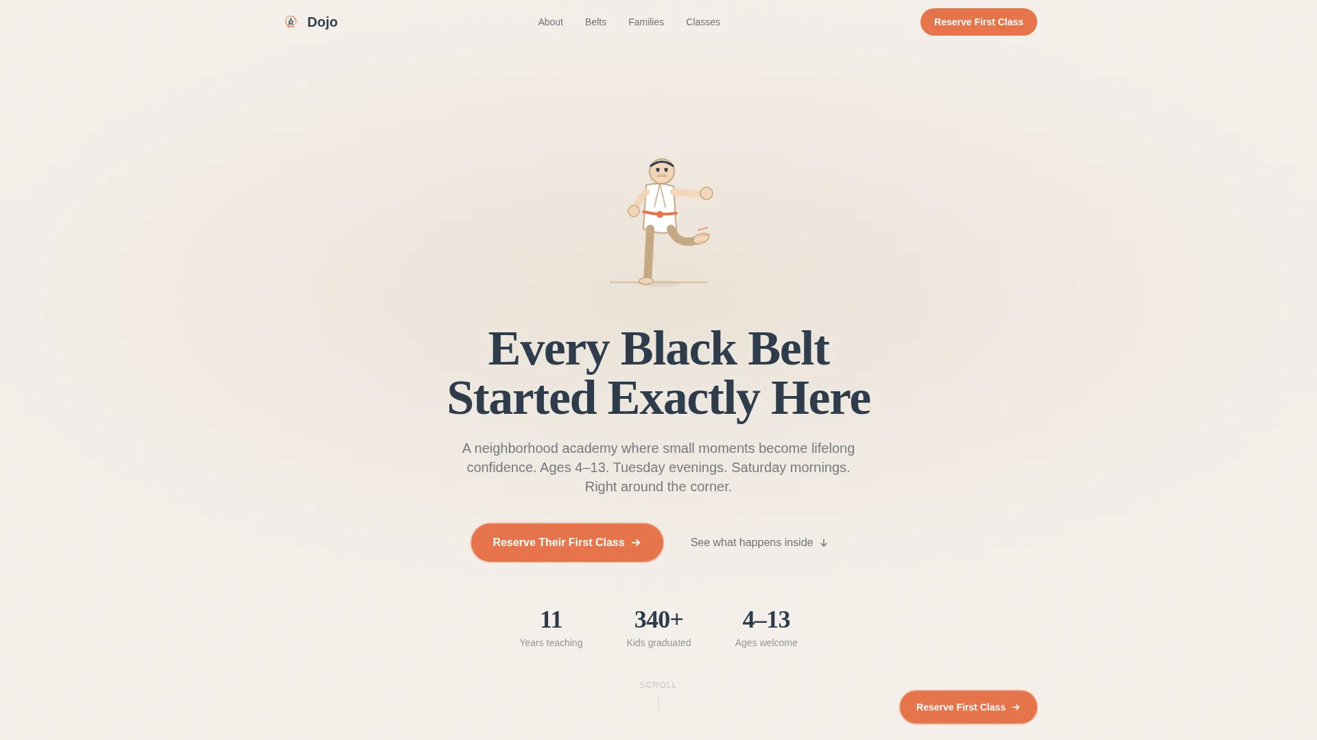 Kids Martial Arts Academy Landing Page Template