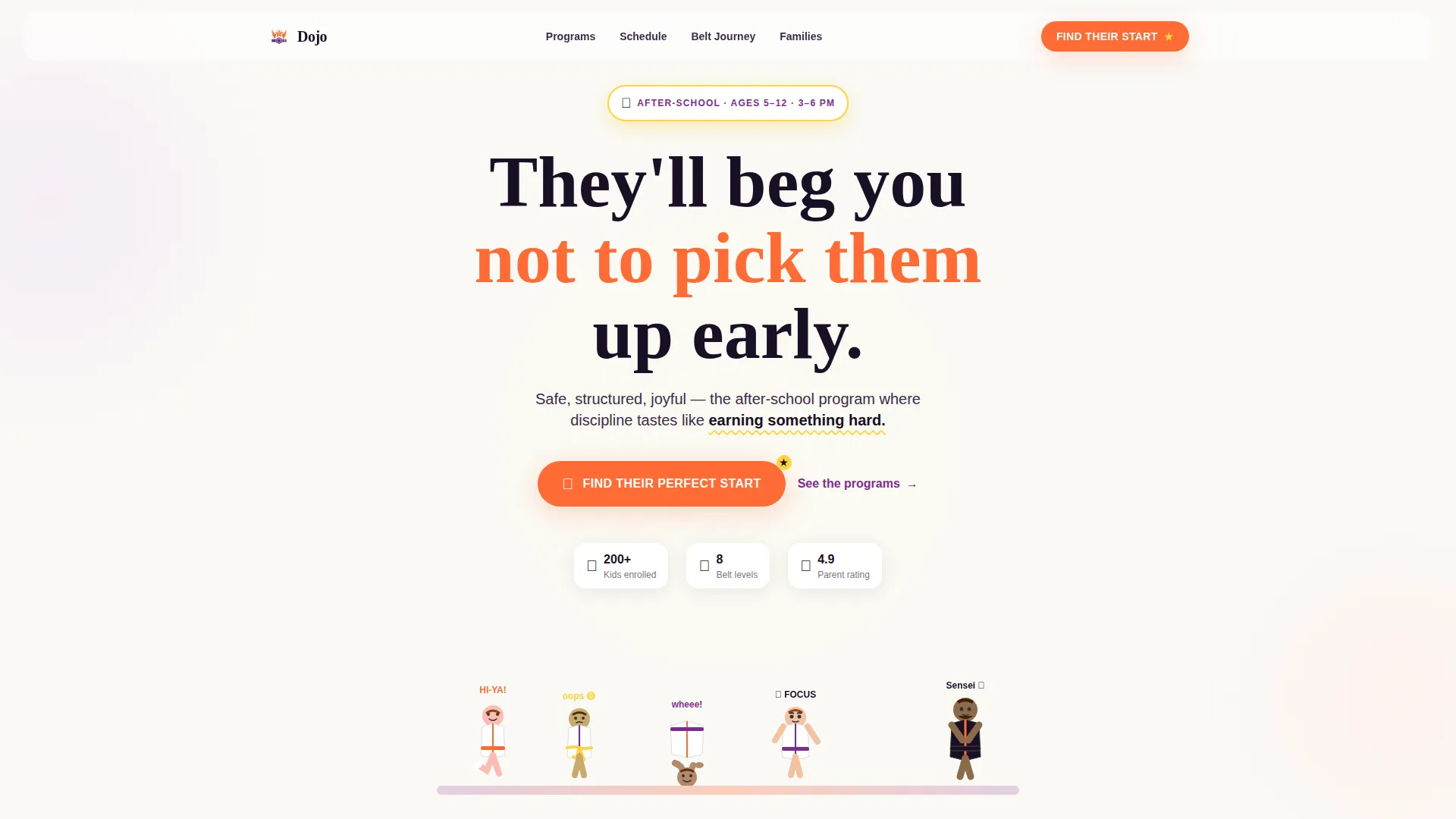 Kids Martial Arts After-School Landing Page Template