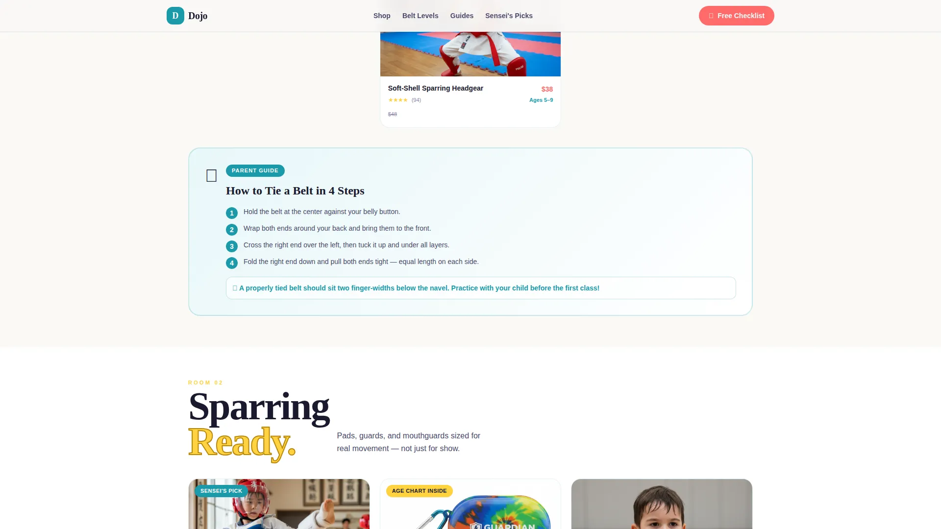 Kids Martial Arts Gear Landing Page Template