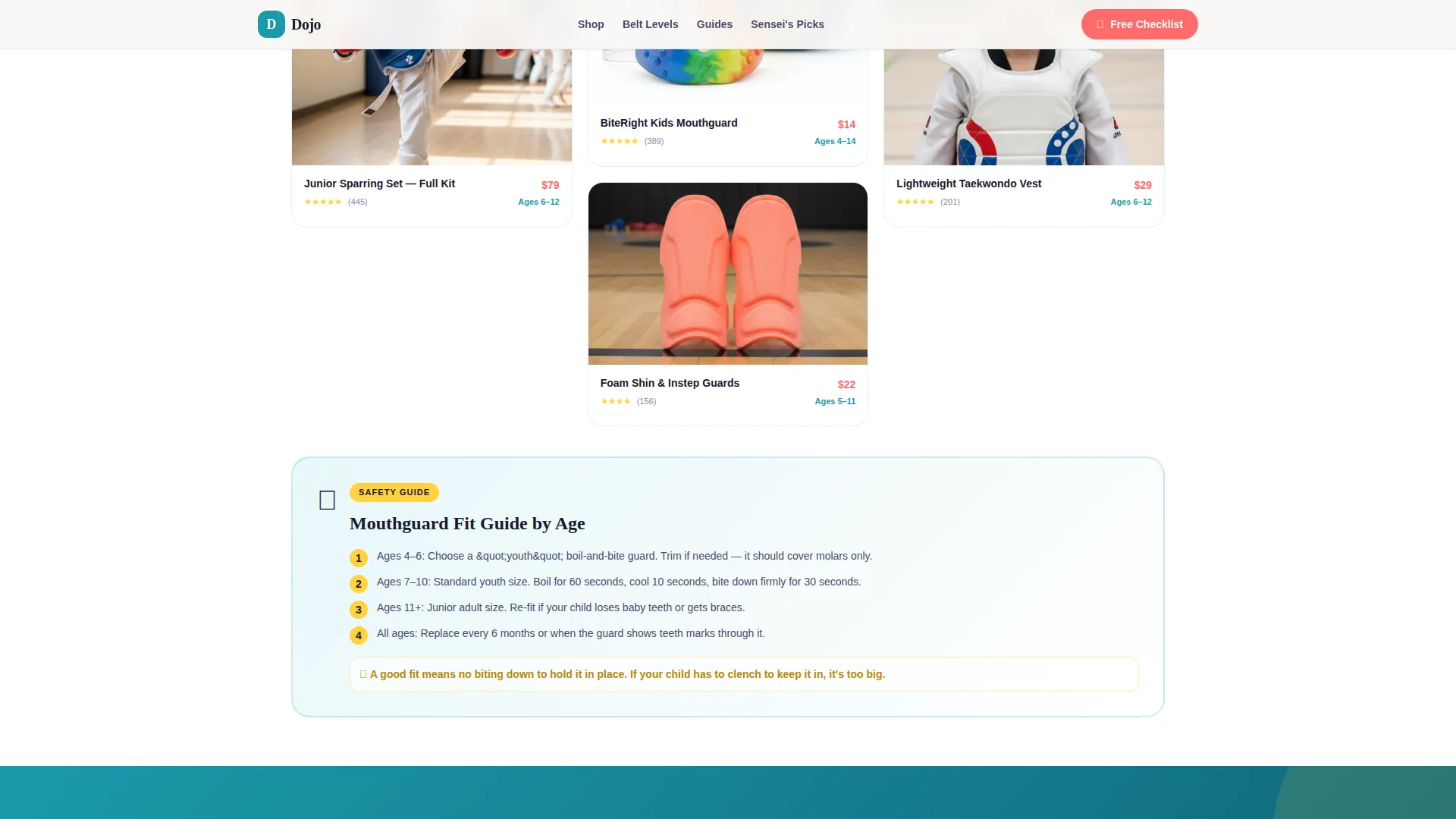 Kids Martial Arts Gear Landing Page Template