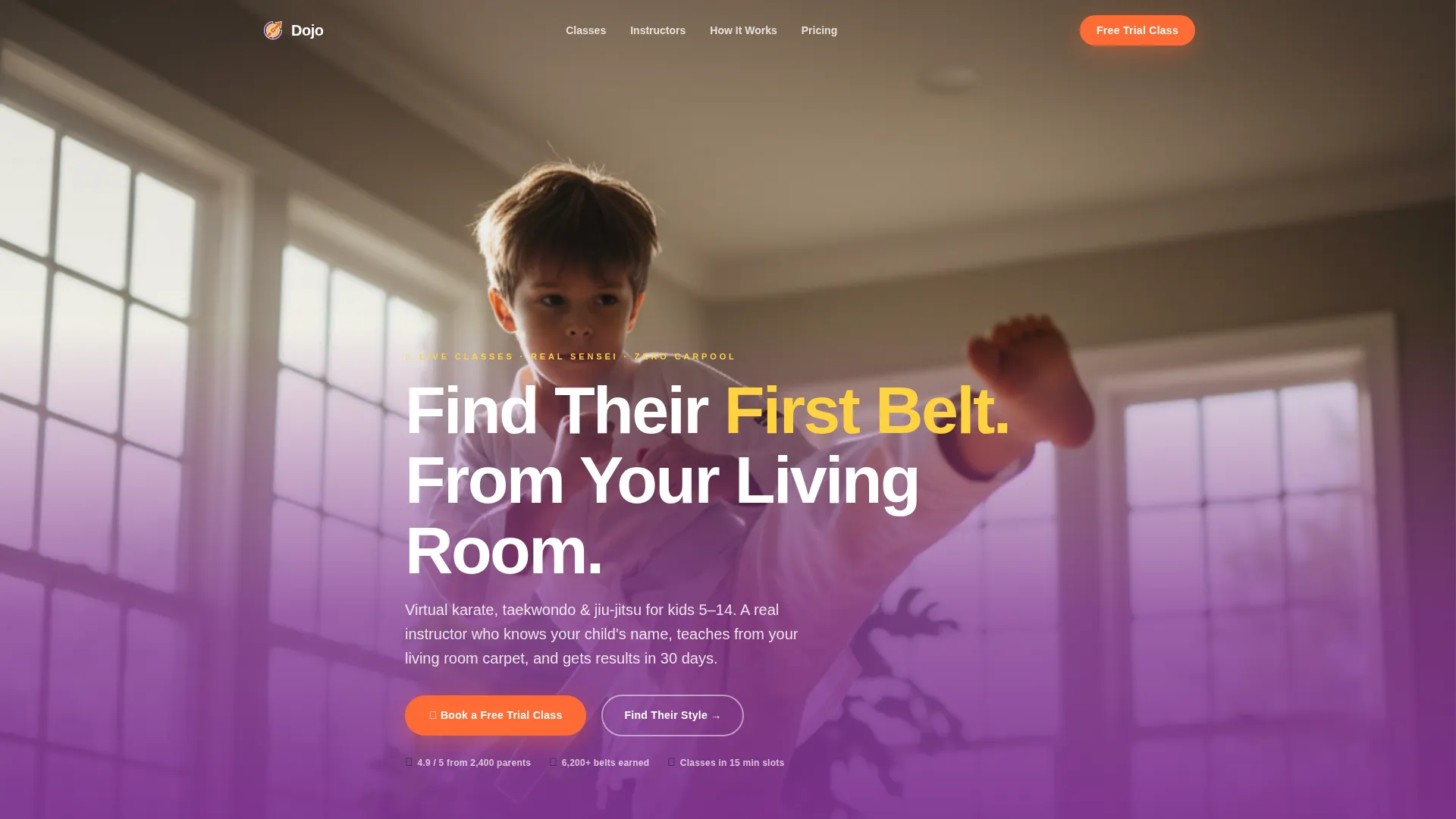 Kids Martial Arts Online Class Landing Page Template