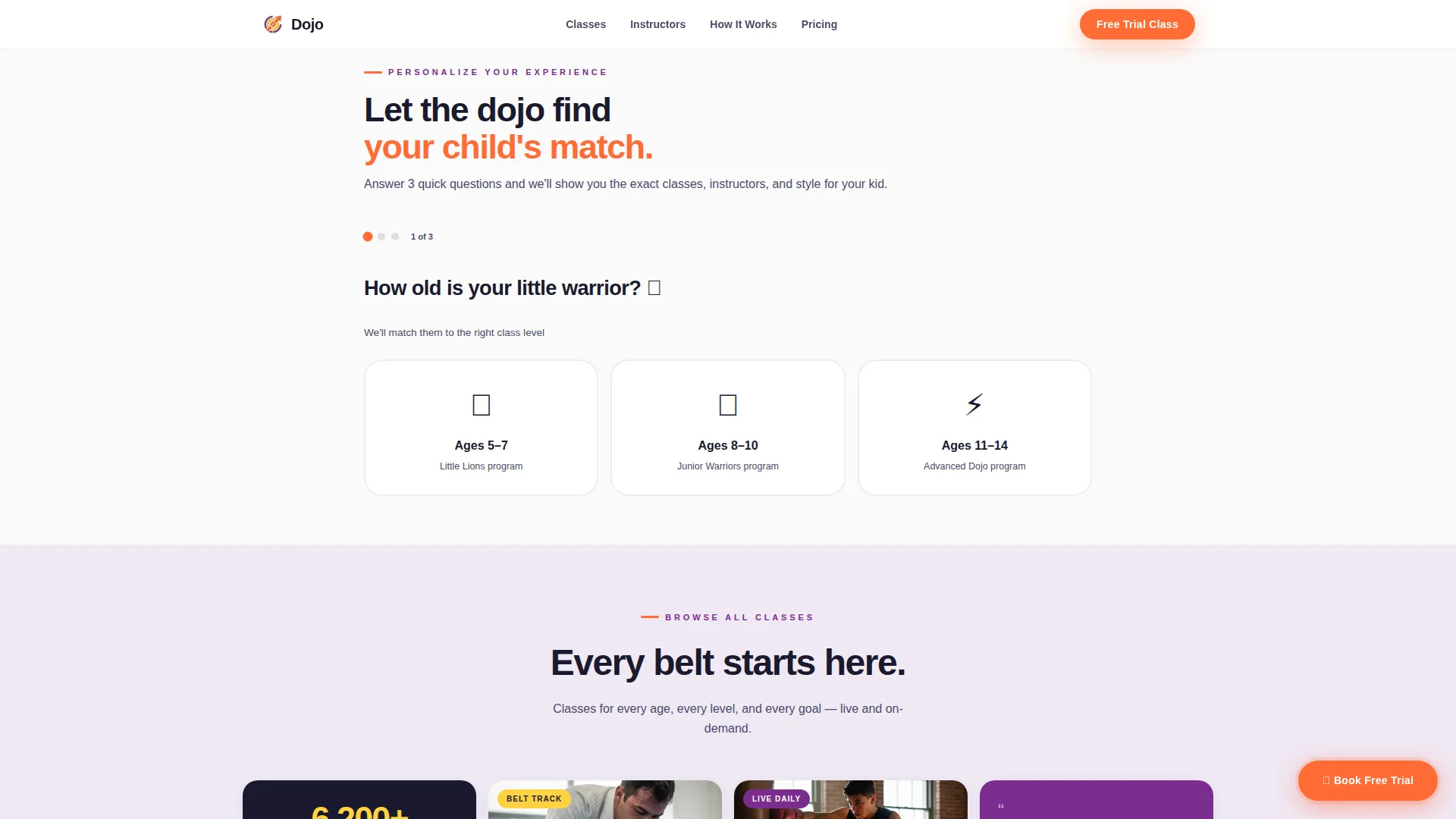 Kids Martial Arts Online Class Landing Page Template