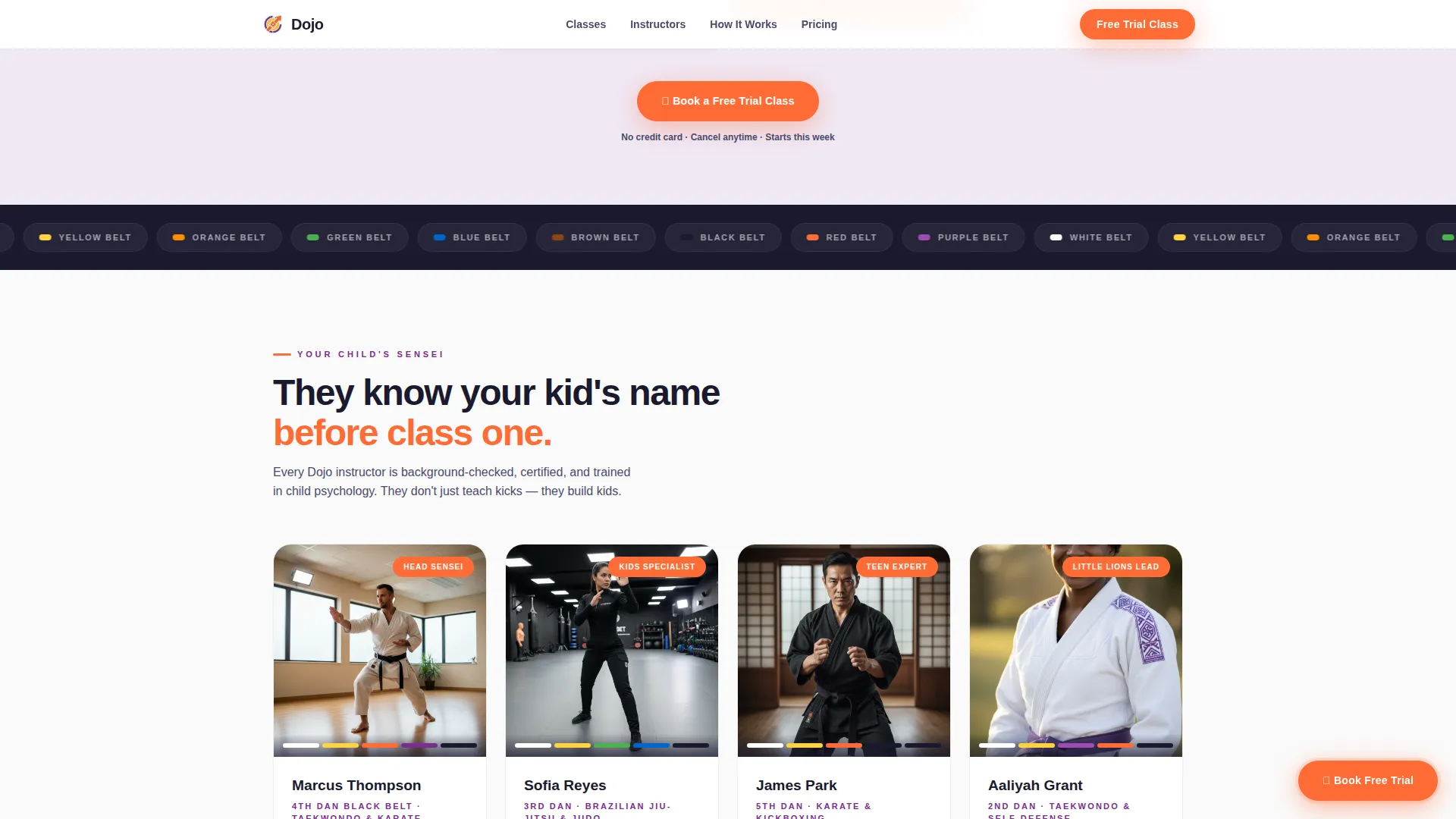 Kids Martial Arts Online Class Landing Page Template