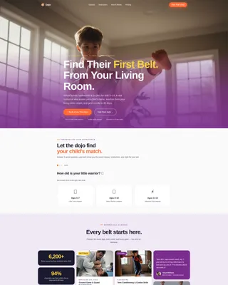 Kids Martial Arts Online Class Landing Page Template