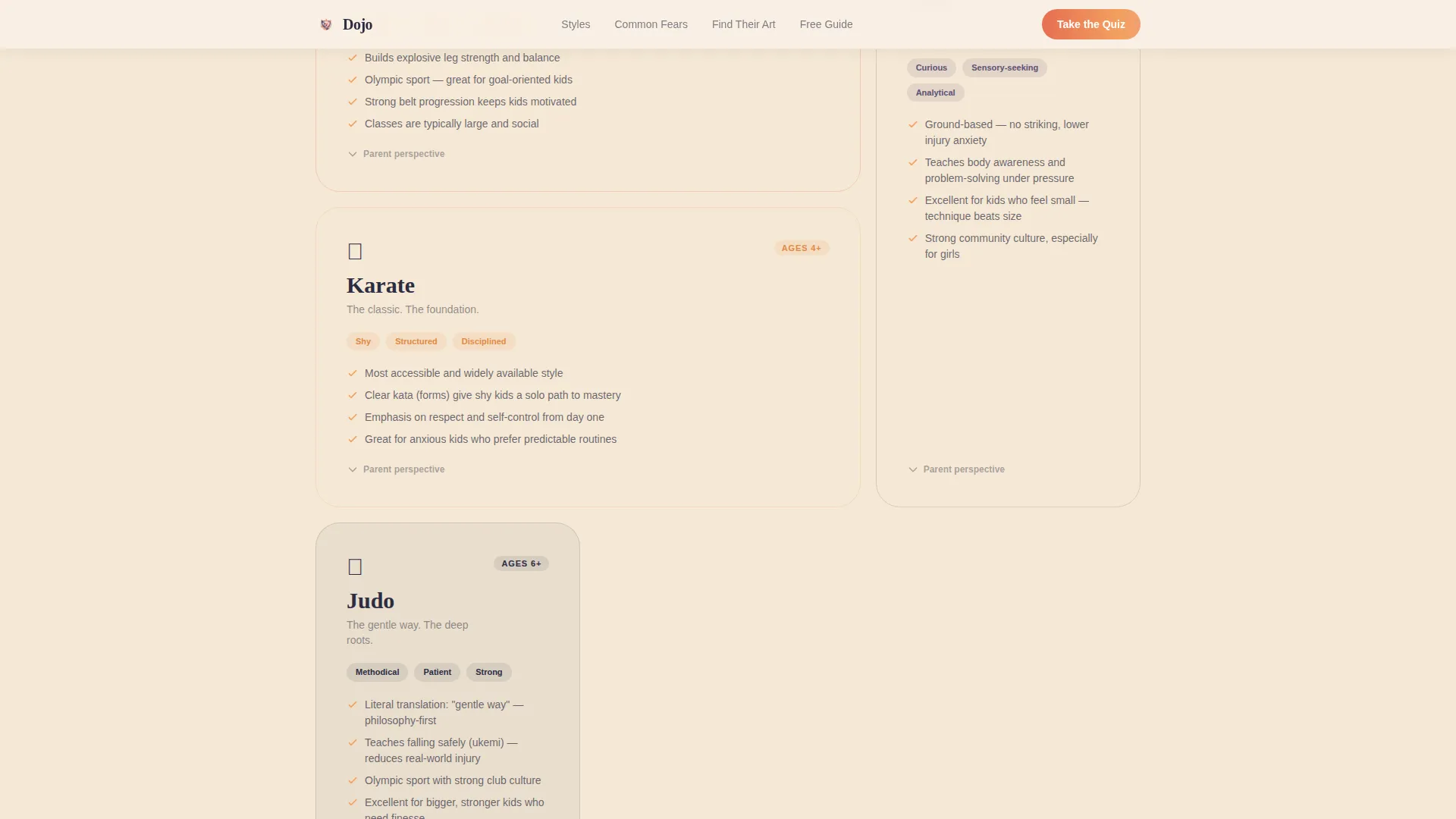 Kids Martial Arts Parent Resource Guide Landing Page