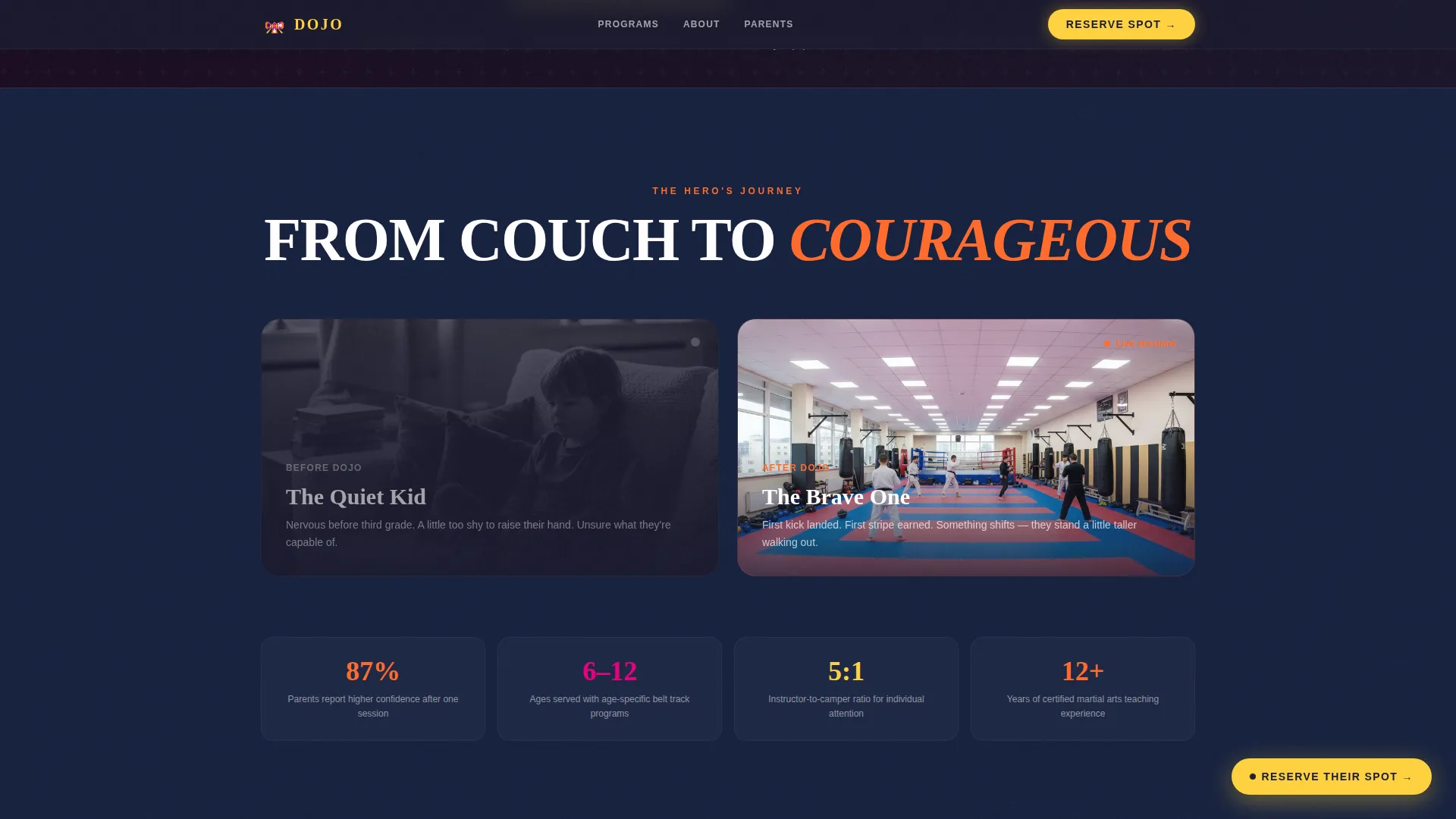 Kids Martial Arts Summer Camp Landing Page Template
