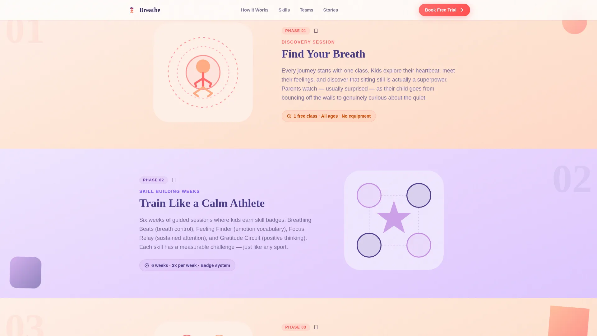 Kids Mindfulness League Booking Landing Page