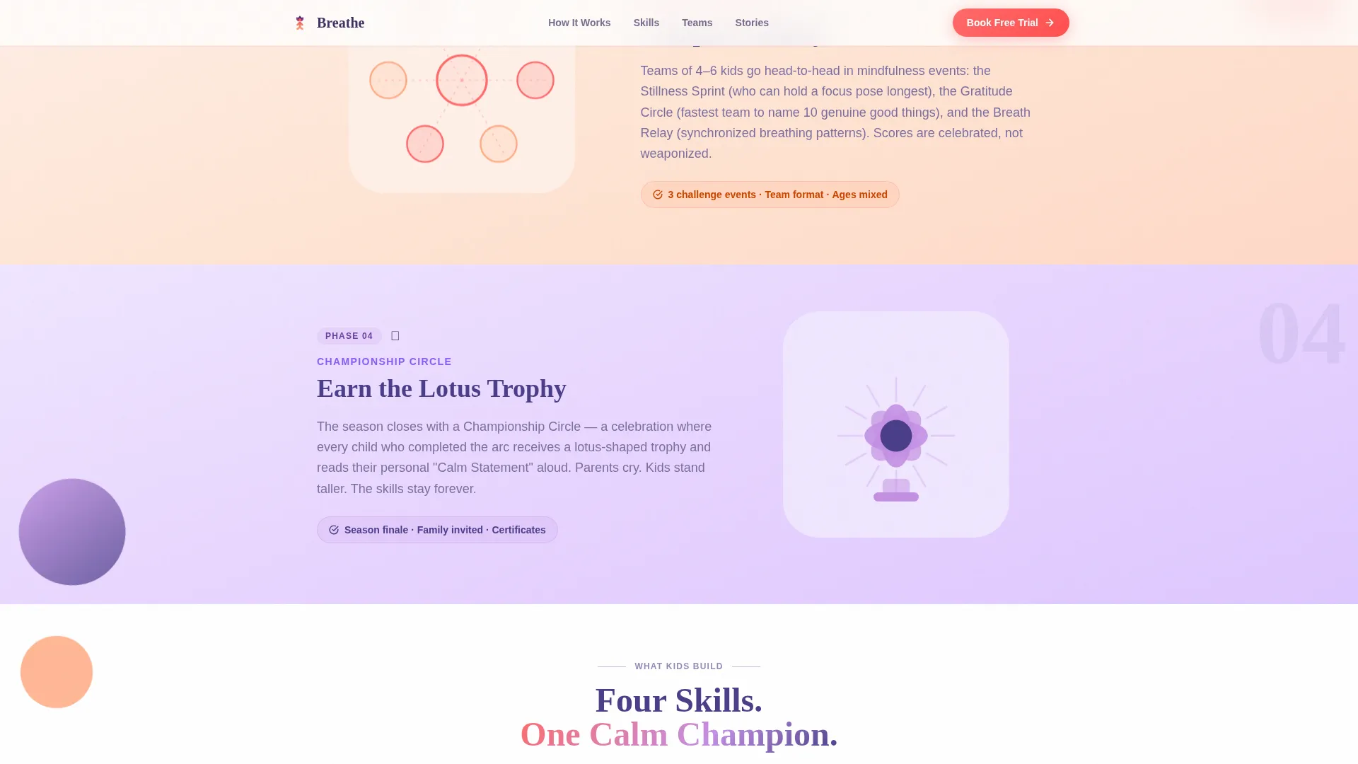 Kids Mindfulness League Booking Landing Page