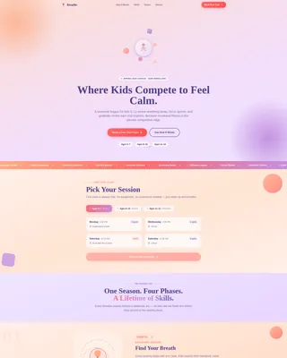 Kids Mindfulness League Booking Landing Page