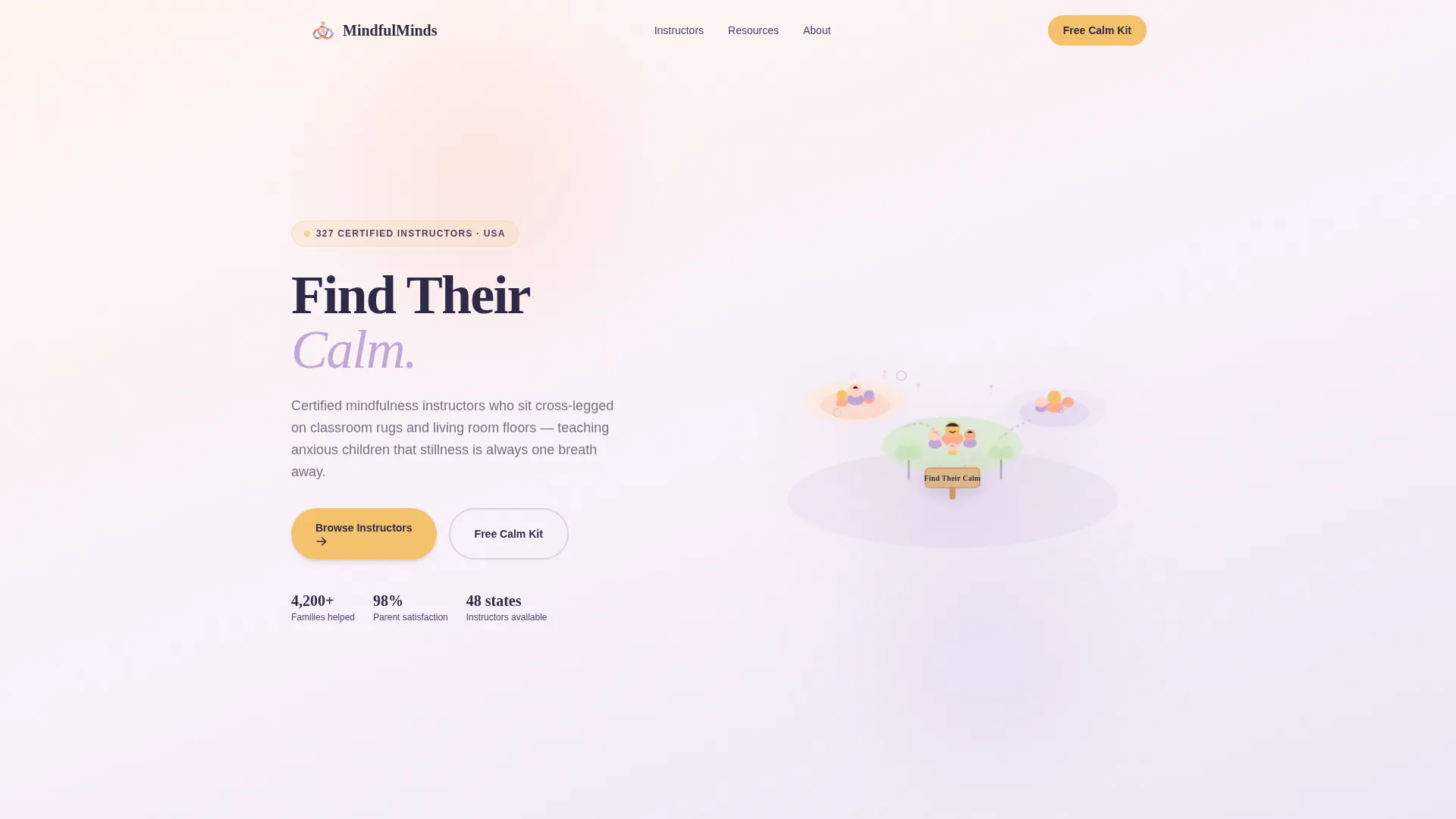 Kids Mindfulness Instructor Directory Landing Page