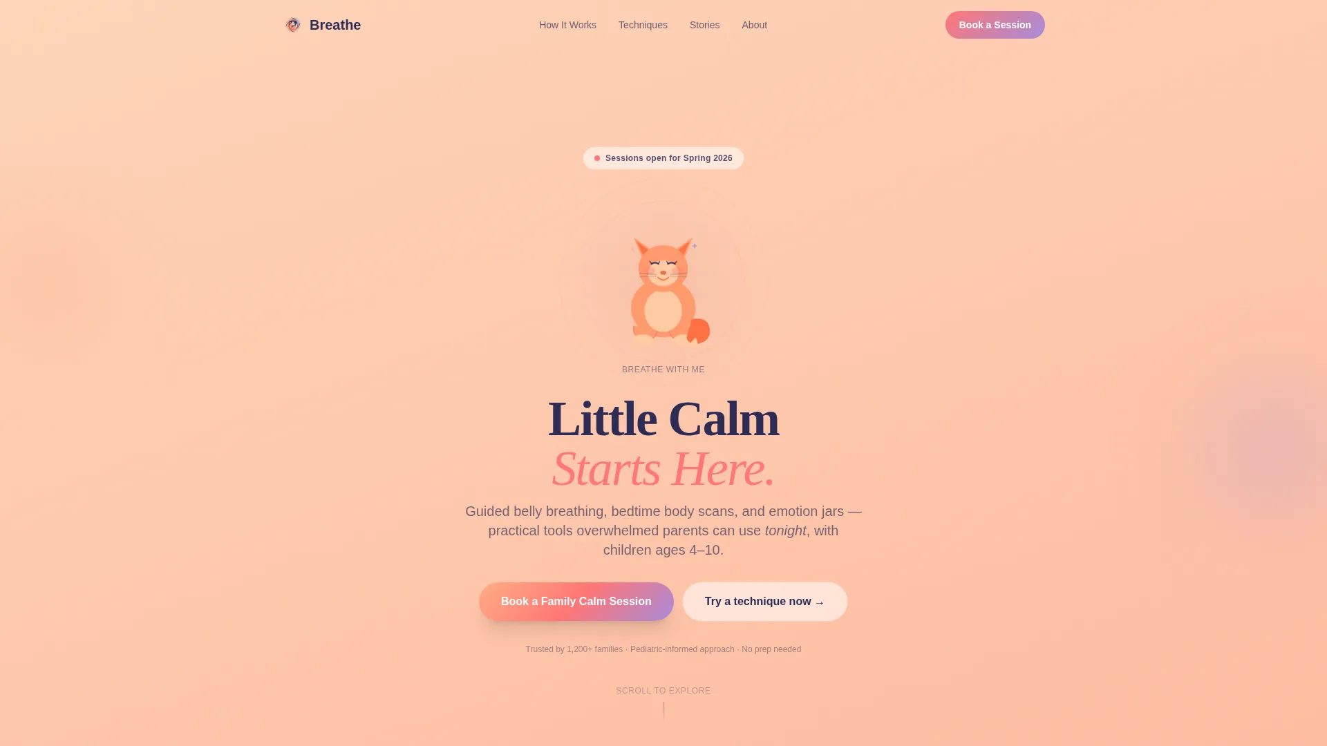Calming Kids Mindfulness Landing Page Template