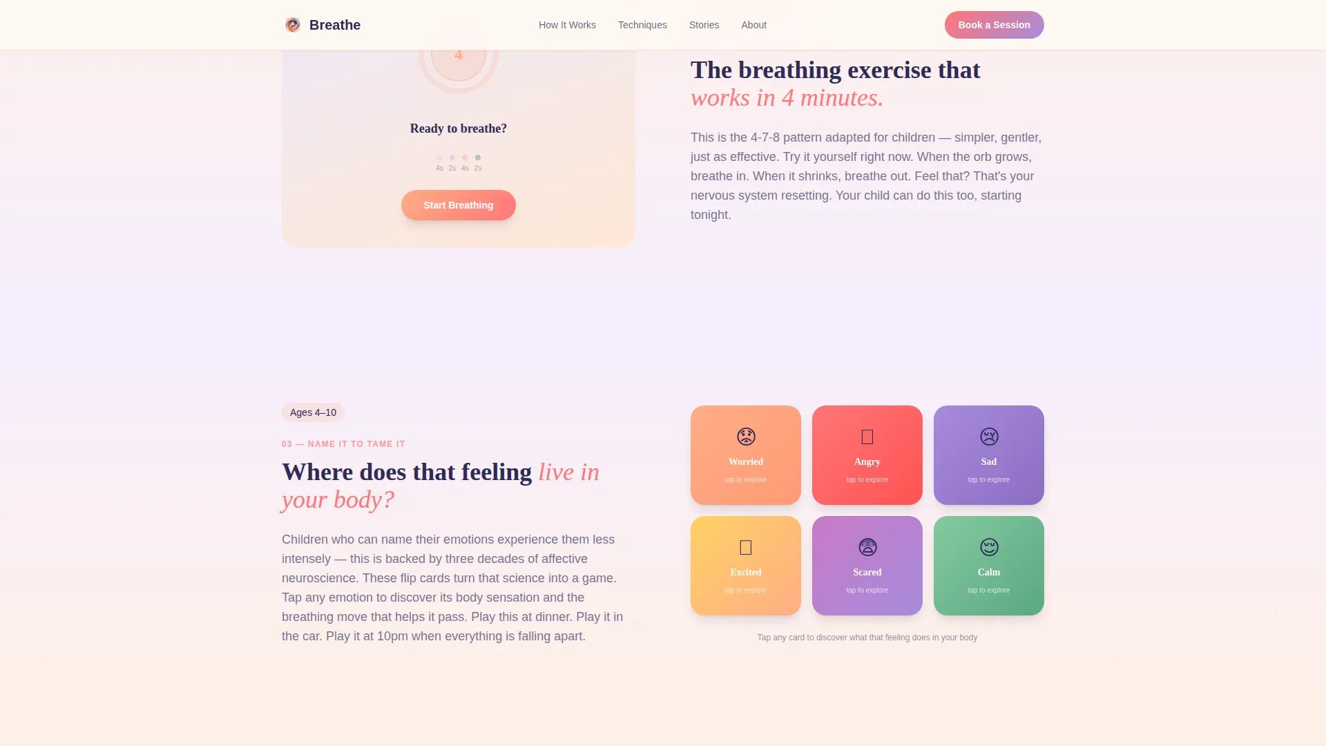Calming Kids Mindfulness Landing Page Template