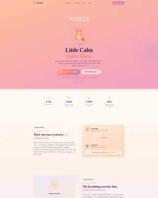 Calming Kids Mindfulness Landing Page Template