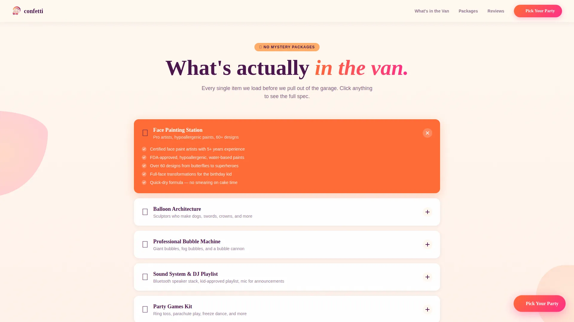 Kids Party Landing Page Template | Masonry Style