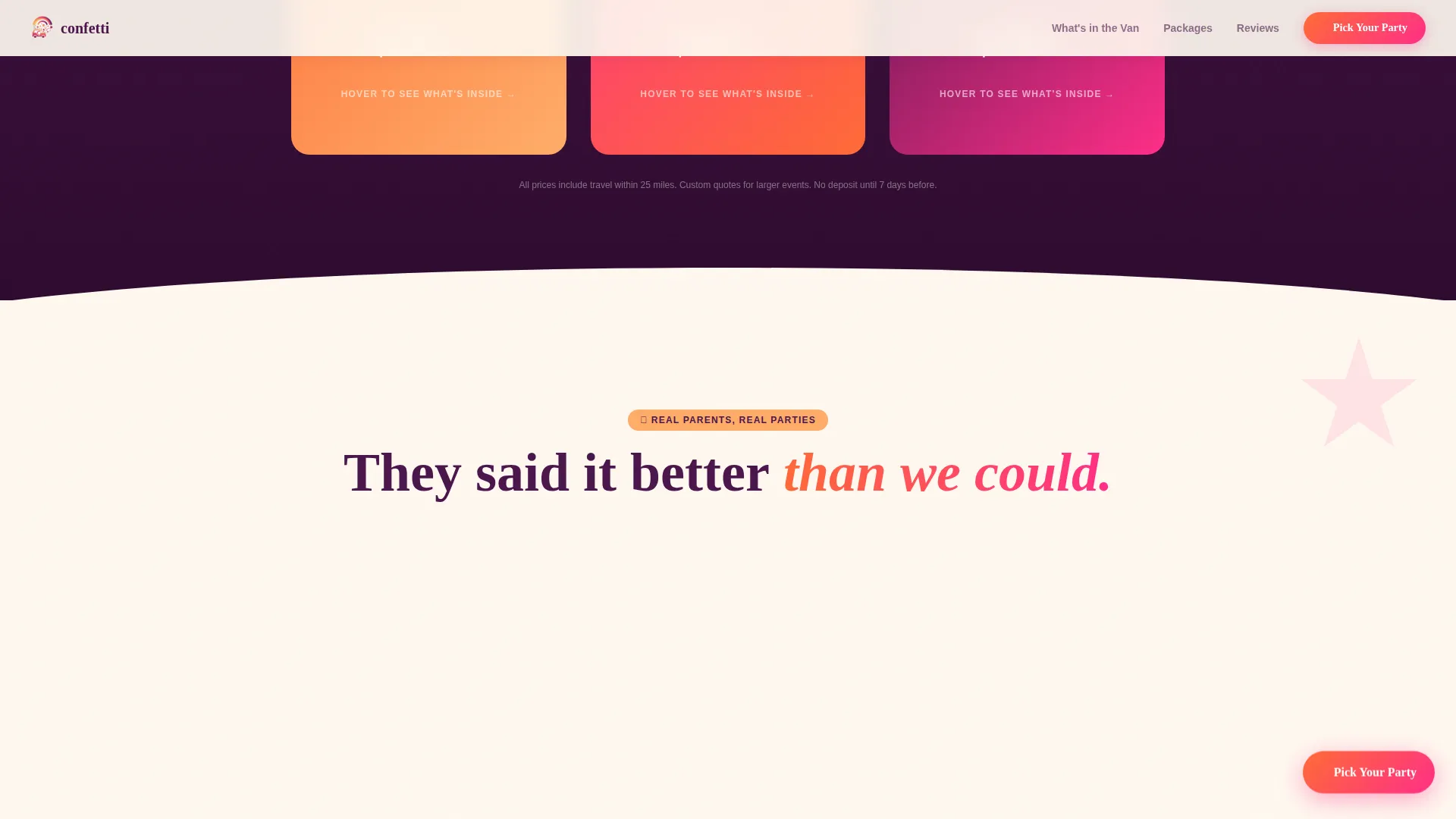 Kids Party Landing Page Template | Masonry Style