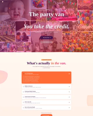 Kids Party Landing Page Template | Masonry Style