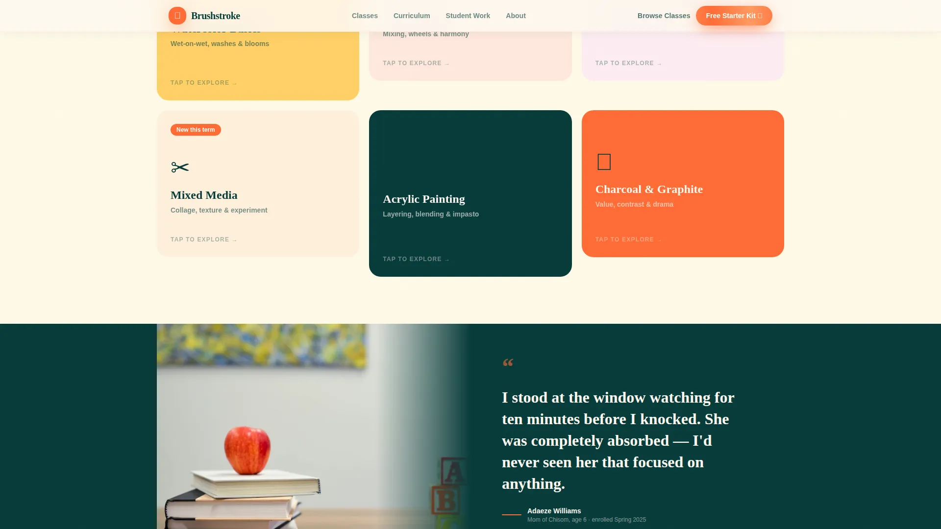 Kids Painting & Drawing Academy Landing Page