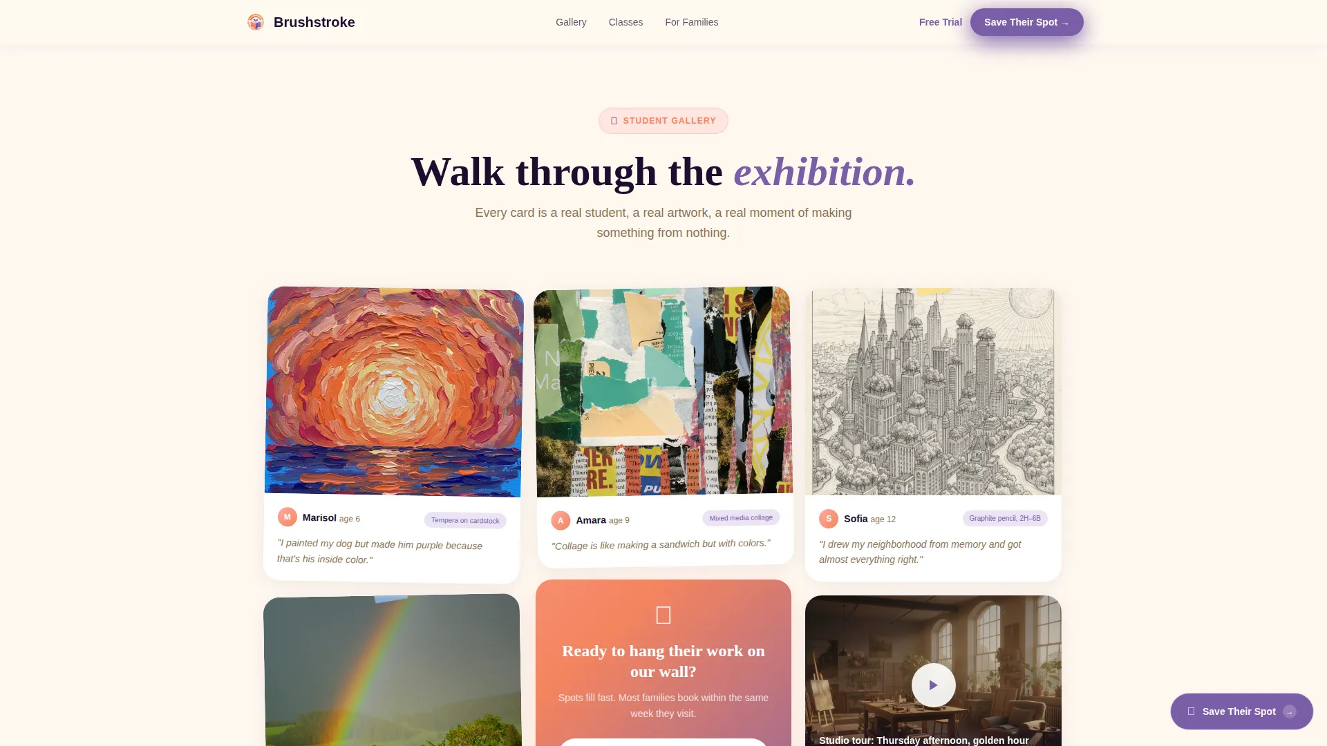 Kids Art After-School Program Landing Page