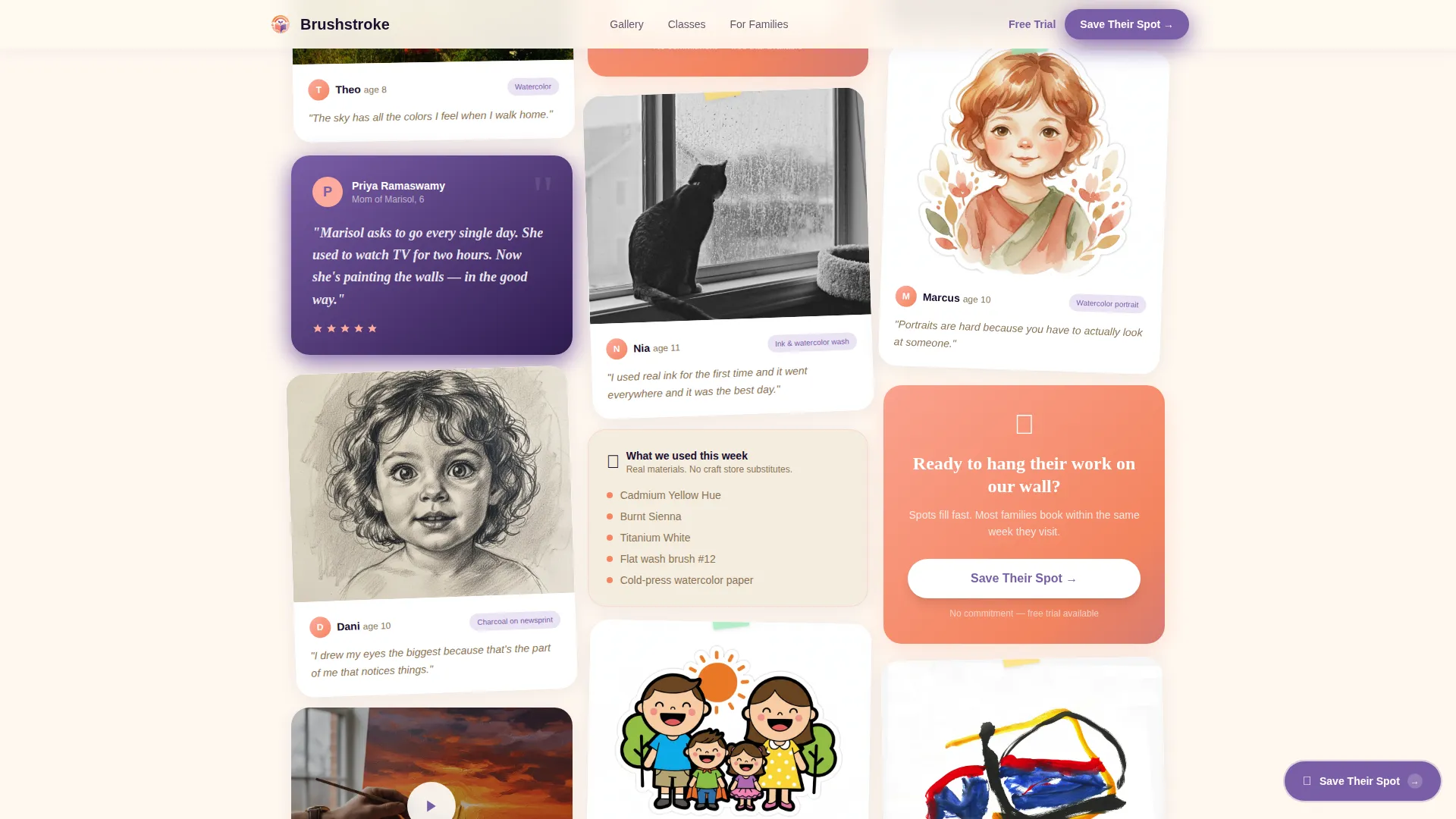 Kids Art After-School Program Landing Page