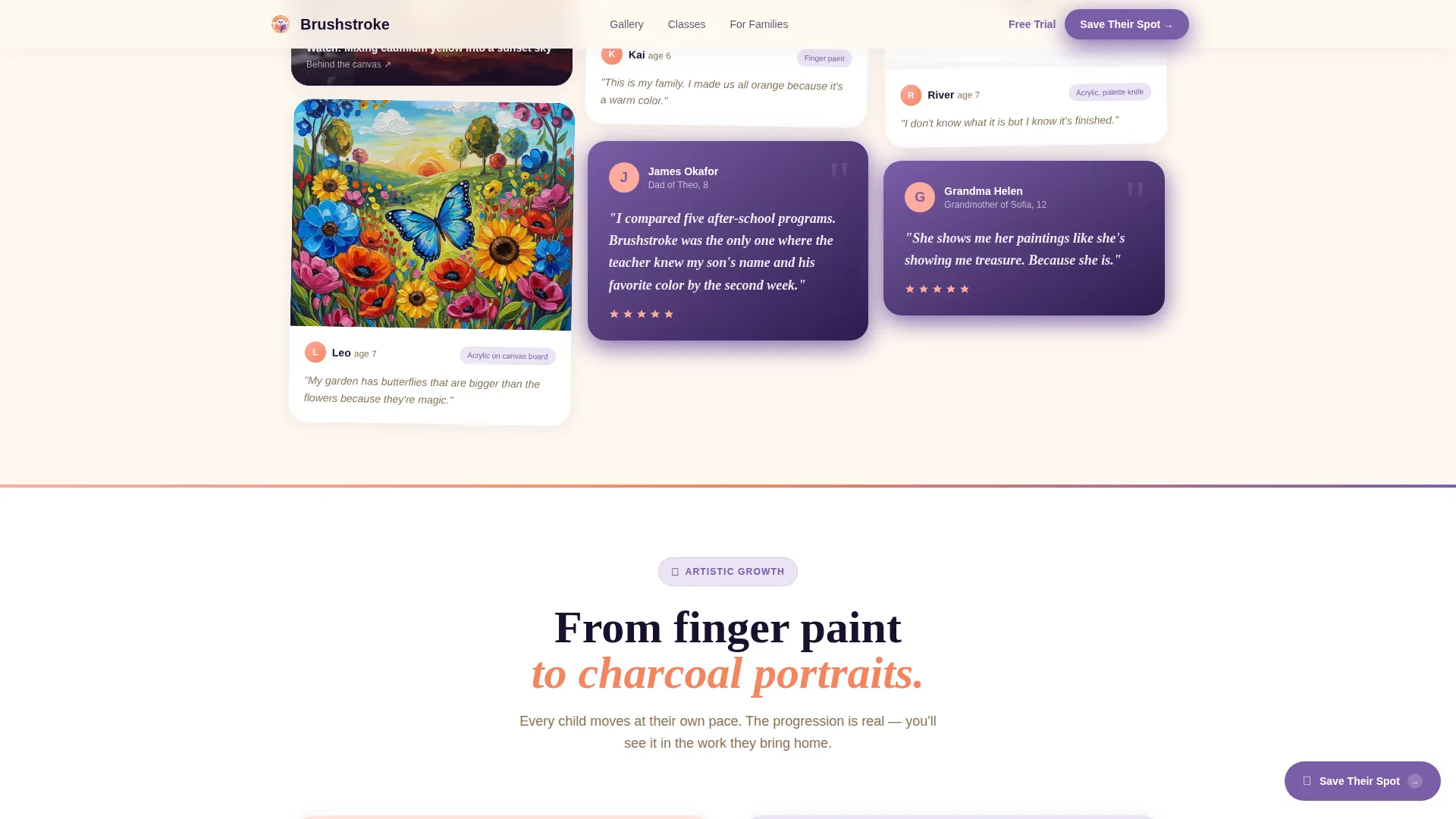 Kids Art After-School Program Landing Page