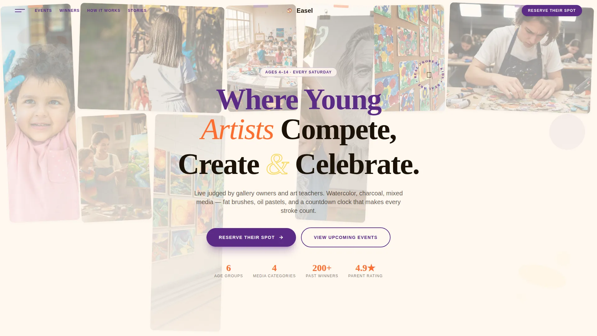 Kids Art Competition League Landing Page Template